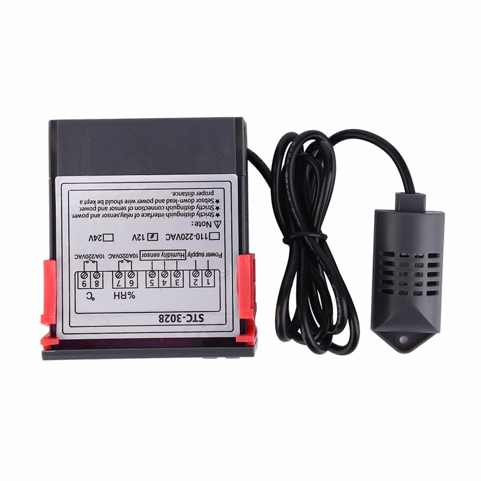 STC-3028 Regulacja Temperatury 12 V/24 V/110 V/220 V Cyfrowy Wyświetlacz Miernik Temperatury i Wilgotności ze Zintegrowanym Czujnikiem(12V)