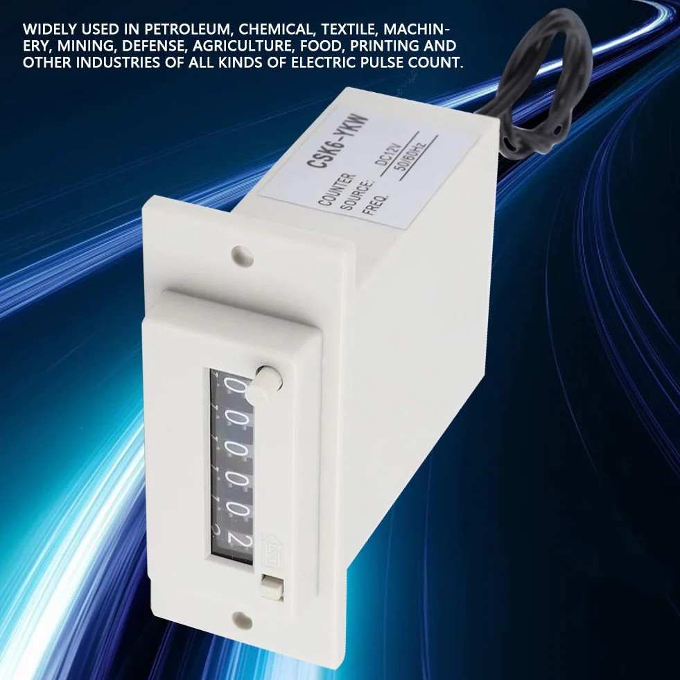 Licznik elektromagnetyczny 6 cyfr 0-999999 DC 12V CSK6-YKW