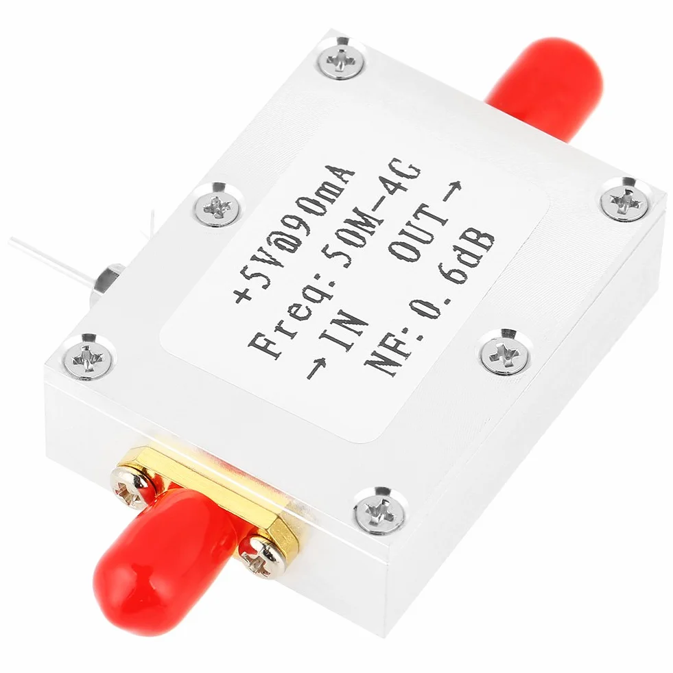 Wzmacniacz o niskim poziomie hałasu, moduł radia Ham wzmacniacz RF z typowym szumem 0,6 dB wzmacniaczem radiowym LNA do 50 M-4 GHz NF=0,6 dB RF FM HF VHF/UHF radio szynowe -110 dBm 1 szt.