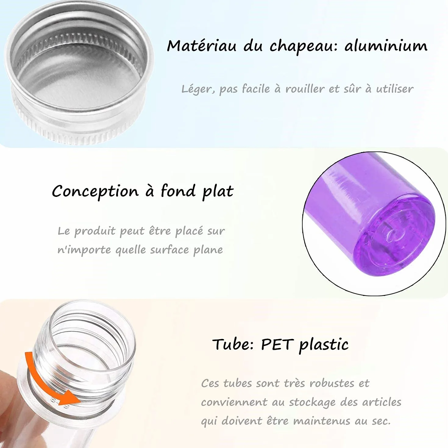 LATRAT 12 szt. Plastikowa probówka z zakrętką (110 ml), pojemniki na kosmetyki, balsam podróżny, słodycze, probówki do przechowywania Trasparente