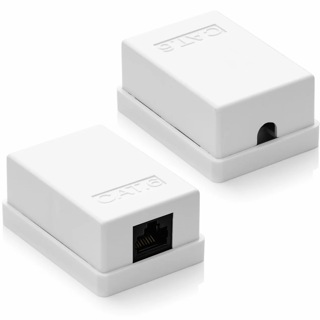deleyCON 2x Gniazdo sieciowe CAT 6 1x RJ45 Natynkowe (Montaż natynkowy) 1 Gbit Ethernet LAN Kolor RAL 9003 Biały