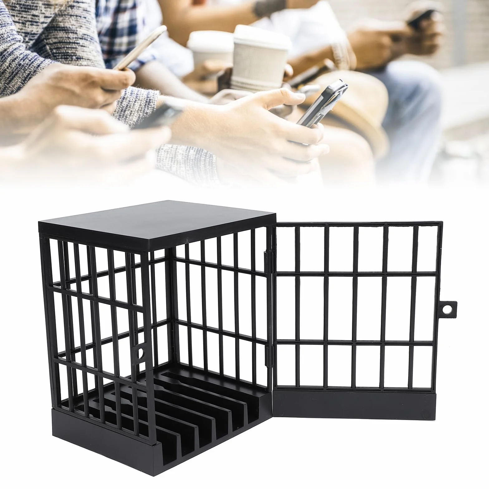 Plastikowa Skrzynka na Telefon z Zamkiem i Kluczem, Zamykana Klatka na Telefon do 6 Telefonów
