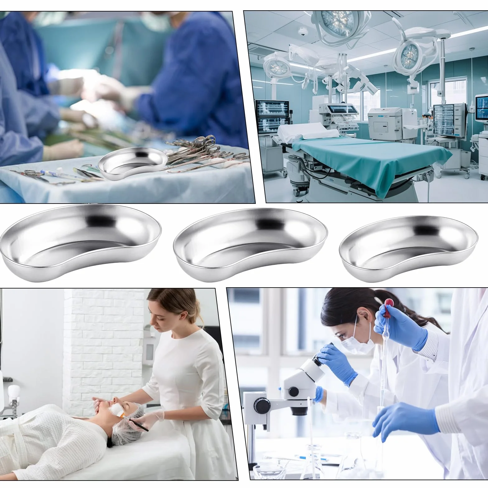 Taca na narzędzia, 3 szt. Tacka laboratoryjna, taca reformowana ze stali nierdzewnej, taca do przechowywania, mała taca do umieszczania narzędzi laboratoryjnych dentystycznych