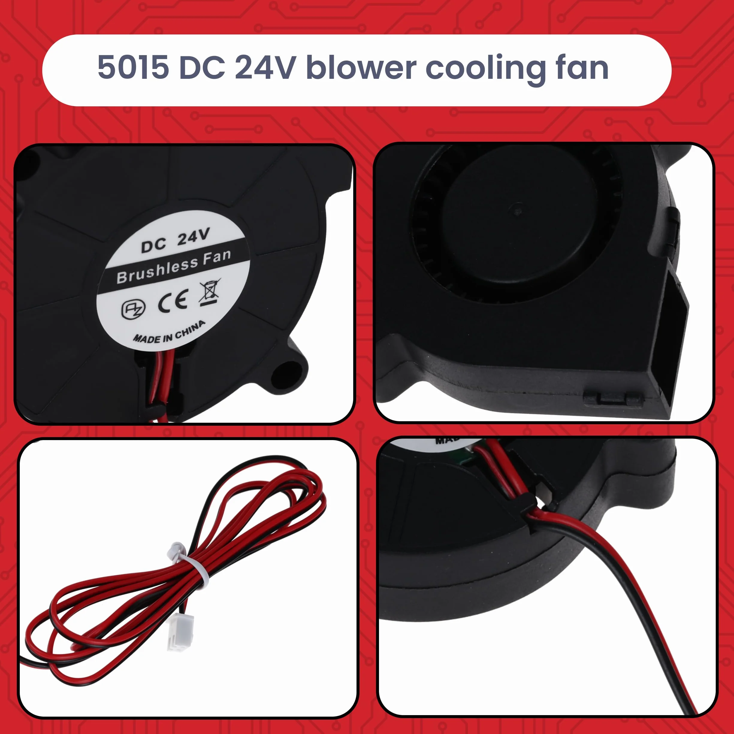 AZDelivery 2 x 5015 DC 24 V wentylator radiowy, 50 x 50 x 15 mm, bezszczotkowy mini dmuchawa do chłodzenia elektronicznego, drukarki 3D, urządzeń gospodarstwa domowego – cichy i wydajny, przyłącze 2