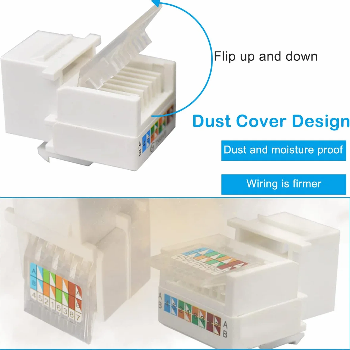 Xiatiaosann Keystone RJ45 Jack Cat6, 10 sztuk łącznik, sieciowy Ethernet Wall Jack Inline Cat6 sieciowy kompatybilny z katem 5/5e/6