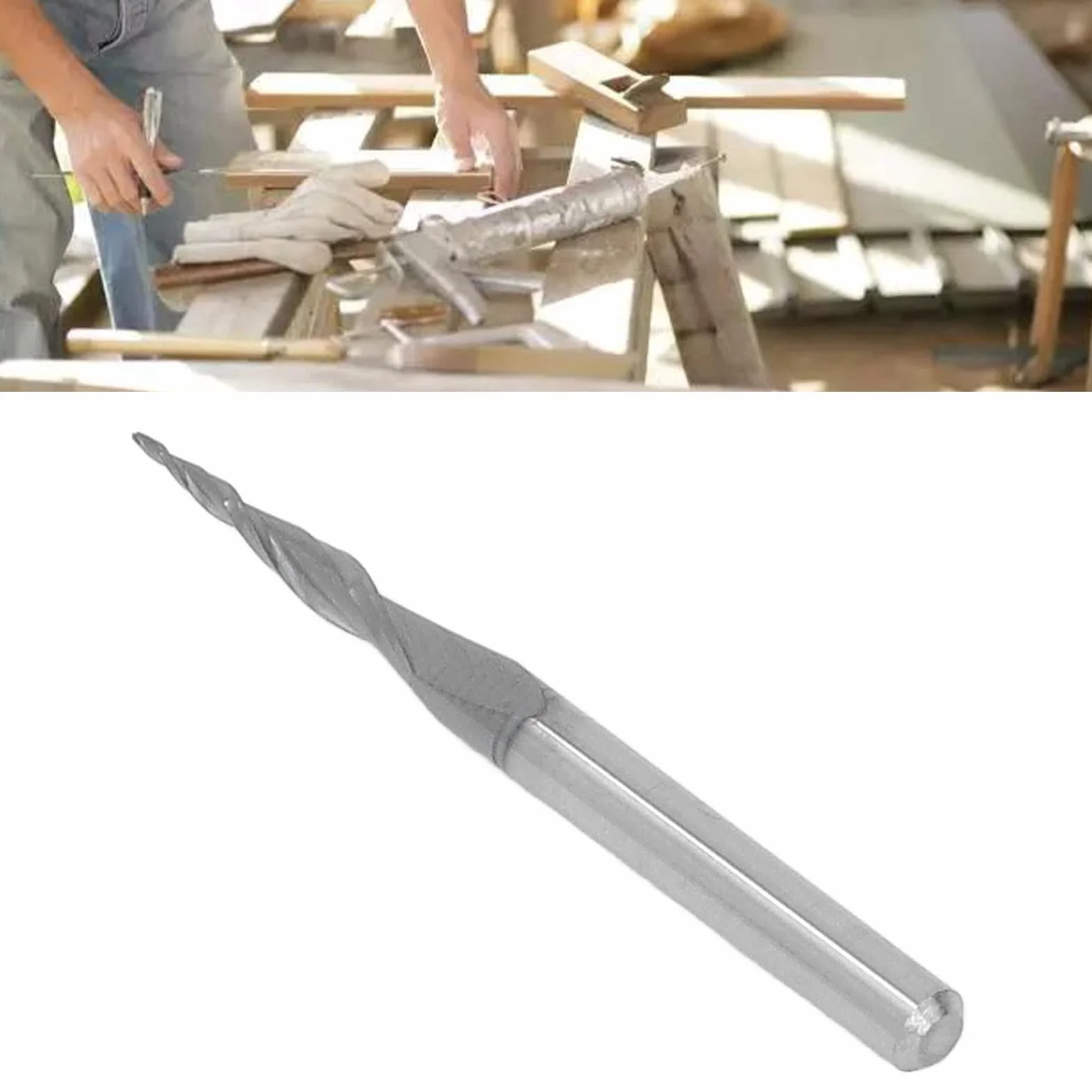 Frez kulowy CNC spiralny stożkowy ze stali wolframowej przedłużony trzpieniowy z węglika spiekanego do drewna aluminiowego