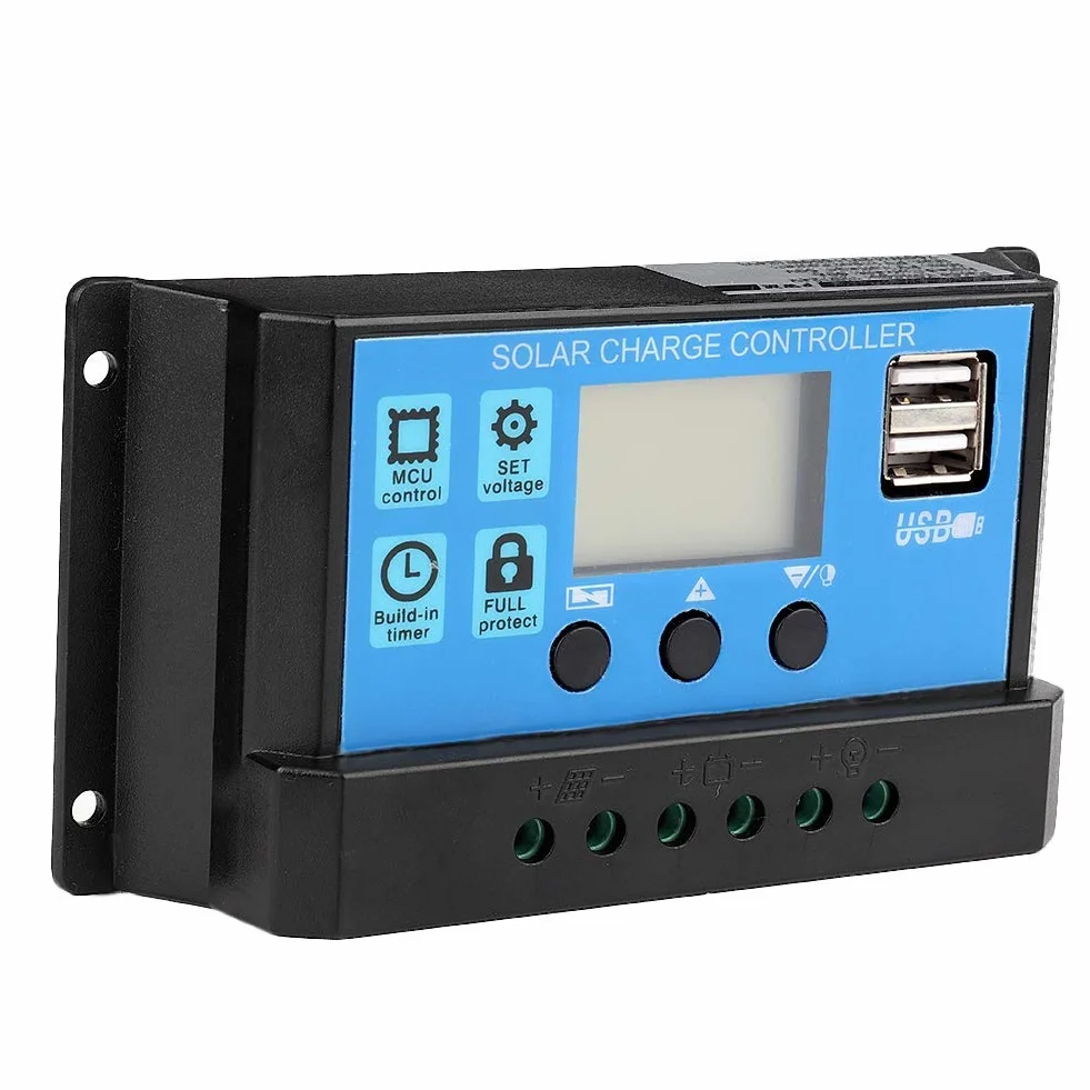 Aramox Sterownik solarny 12 V-24 V MPPT, regulator solarny PWM 60A/50A/40A/30A/20A/10A (60A), Szary|Czarny