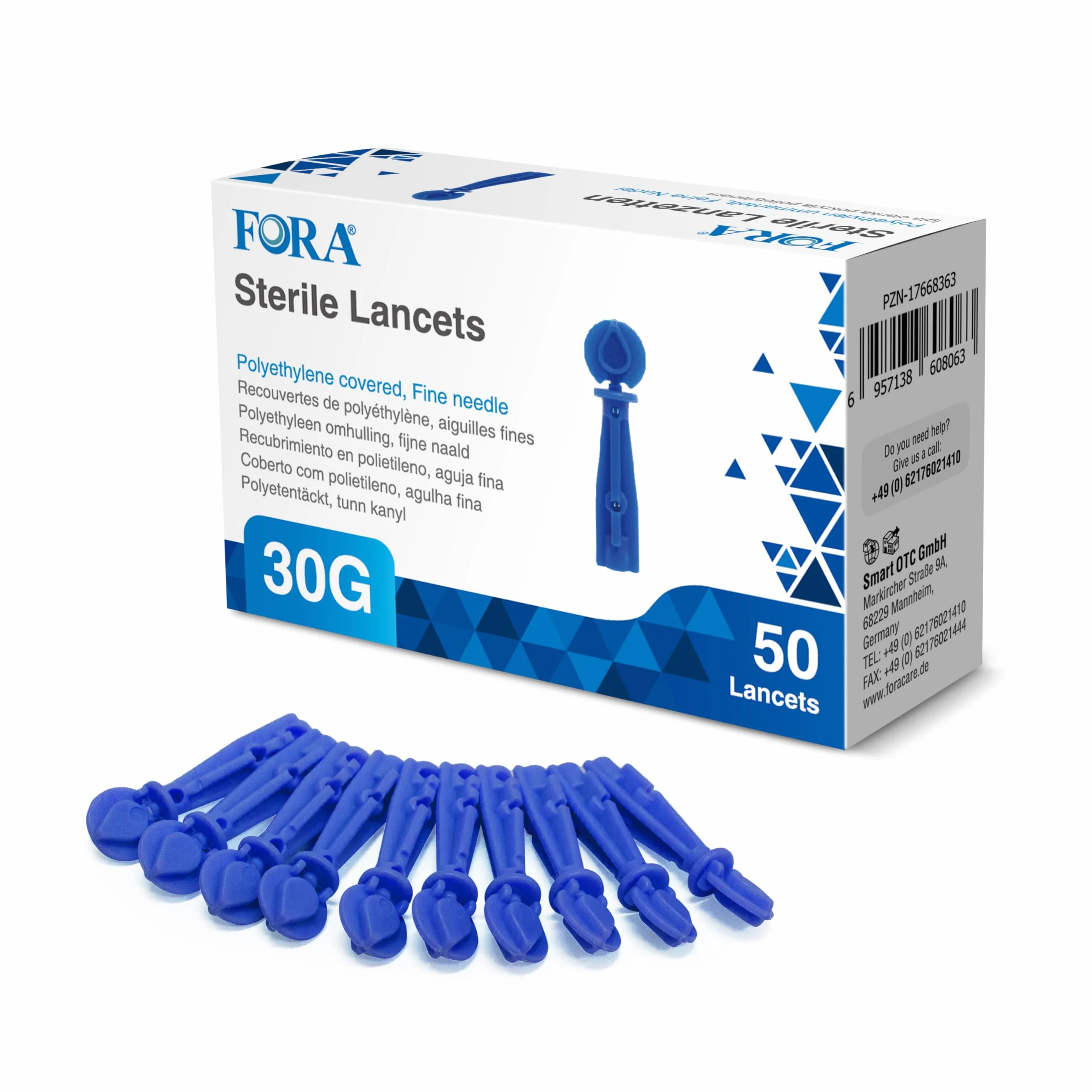Fora sterylne lancety 30 g – 50 sztuk – jednorazowe lancety do estru glukozy we krwi, miękkie i bezbolesne