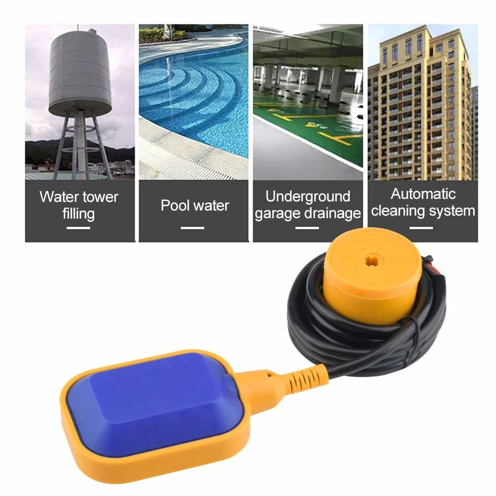 Aideepen 3 m kabel do regulatora poziomu wody, prostokątny przełącznik pływakowy AC 220 V-380 V