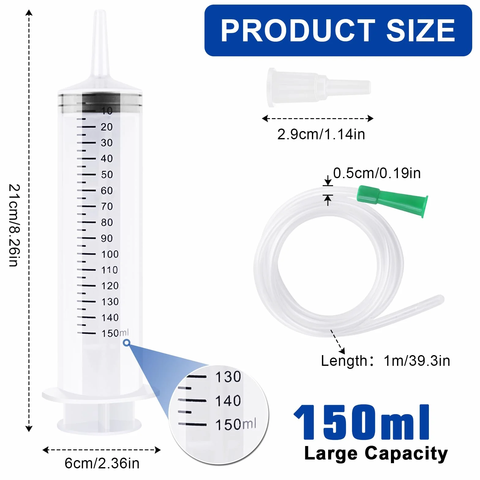 Parastar Strzykawka plastikowa wielokrotnego użytku 150 ml