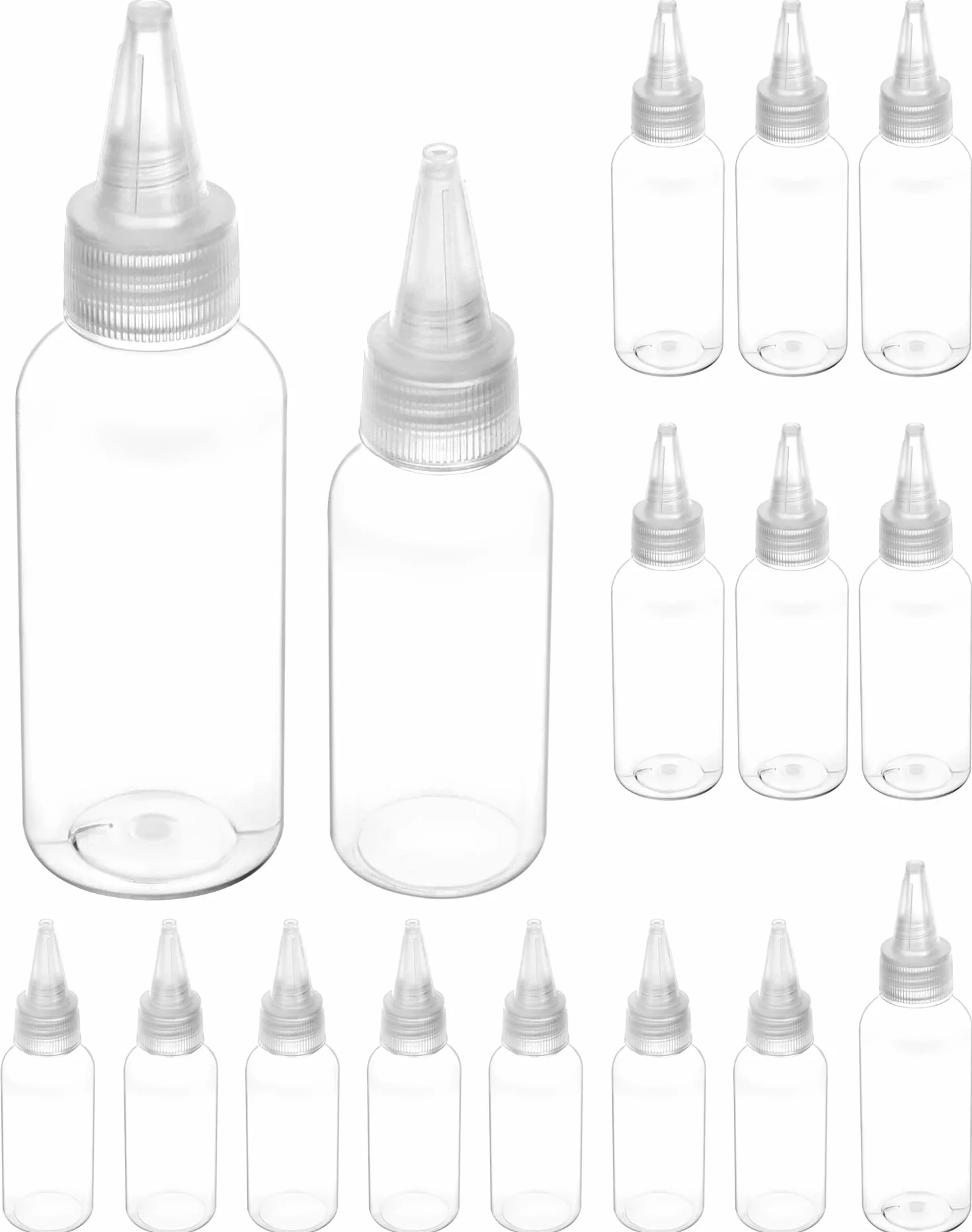 QWORK® 16 szt. plastikowych butelek dozujących, 30 ml/60 ml, małe butelki dozujące, butelka do wyciskania z dyszą do różnych płynów