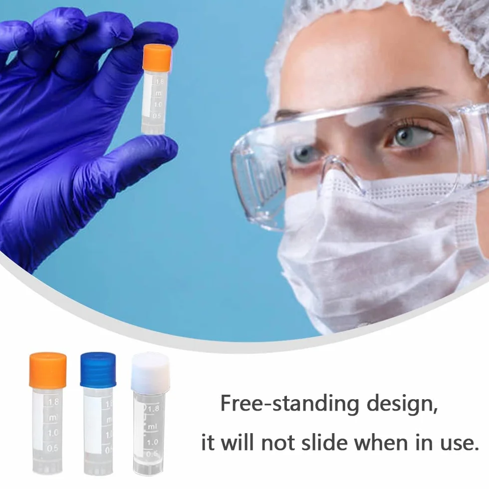 HUAZIZ 60 sztuk probówek kriogenicznych 1,8 ml pomarańczowe plastikowe do laboratorium