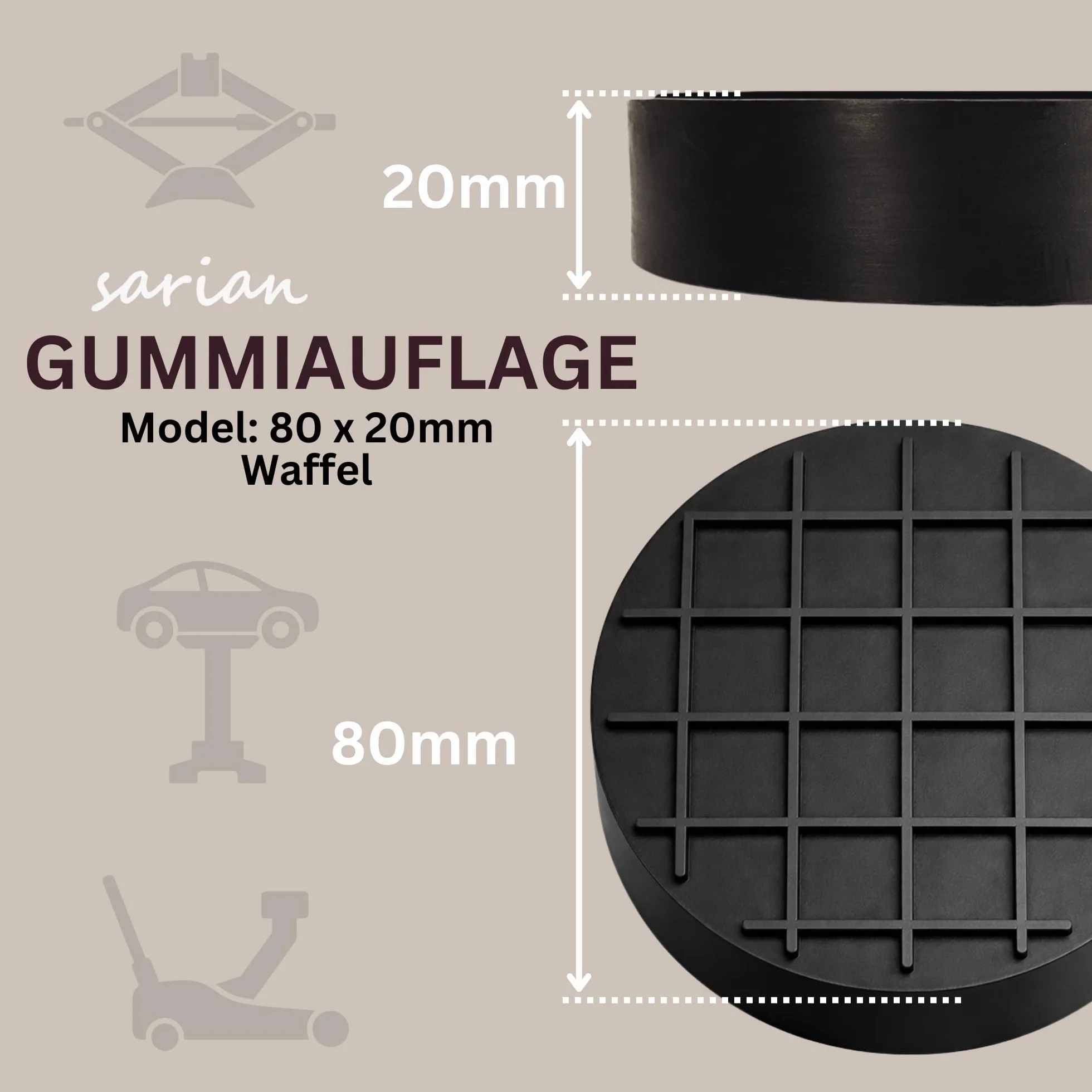 Gumowe nakładki 80 x 20 mm, do wymiany opon, podnośnik samochodowy, podnośnik samochodowy, blok gumowy
