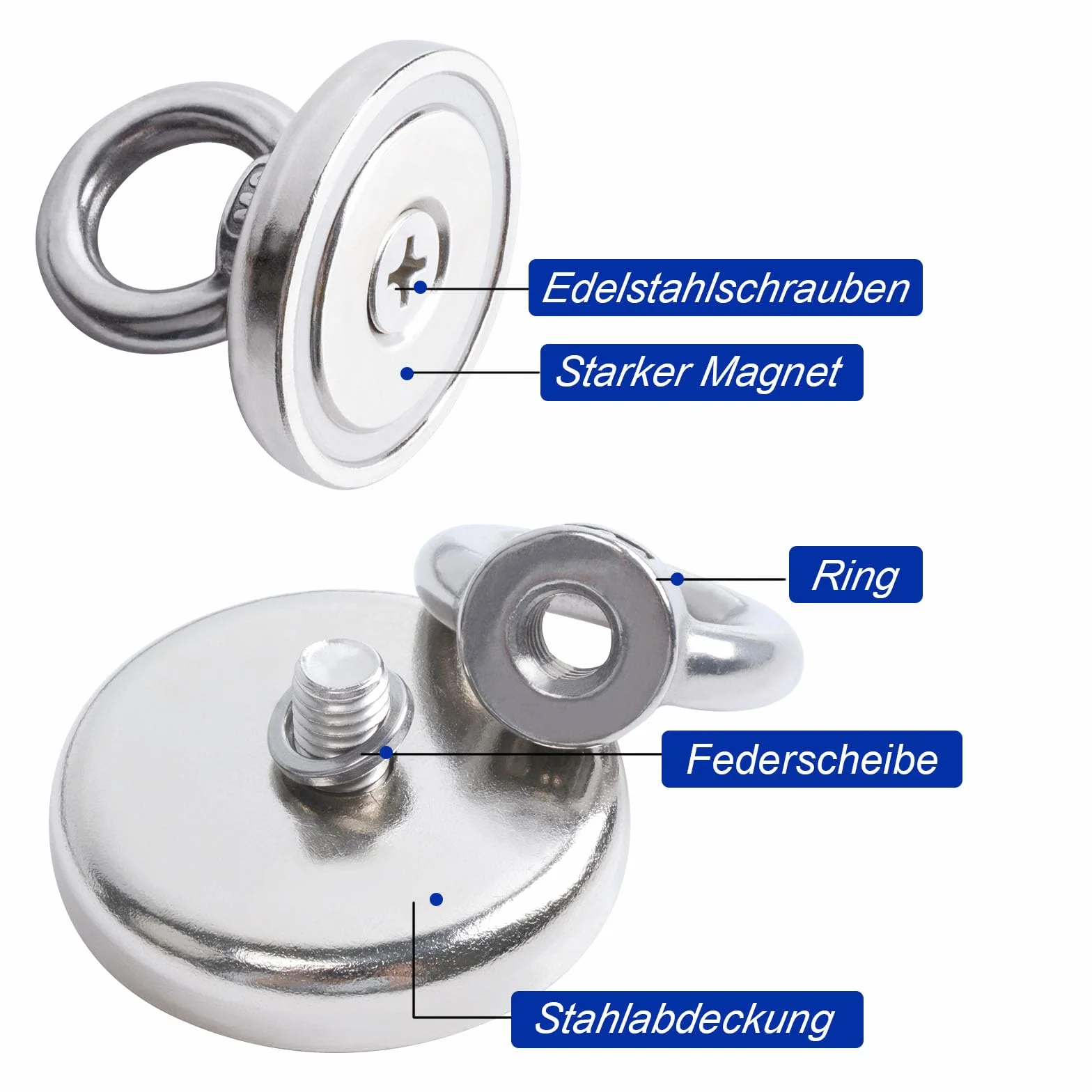 Magnesy neodymowe 45kg 32mm do łowienia magnetycznego 2 sztuki z otworem