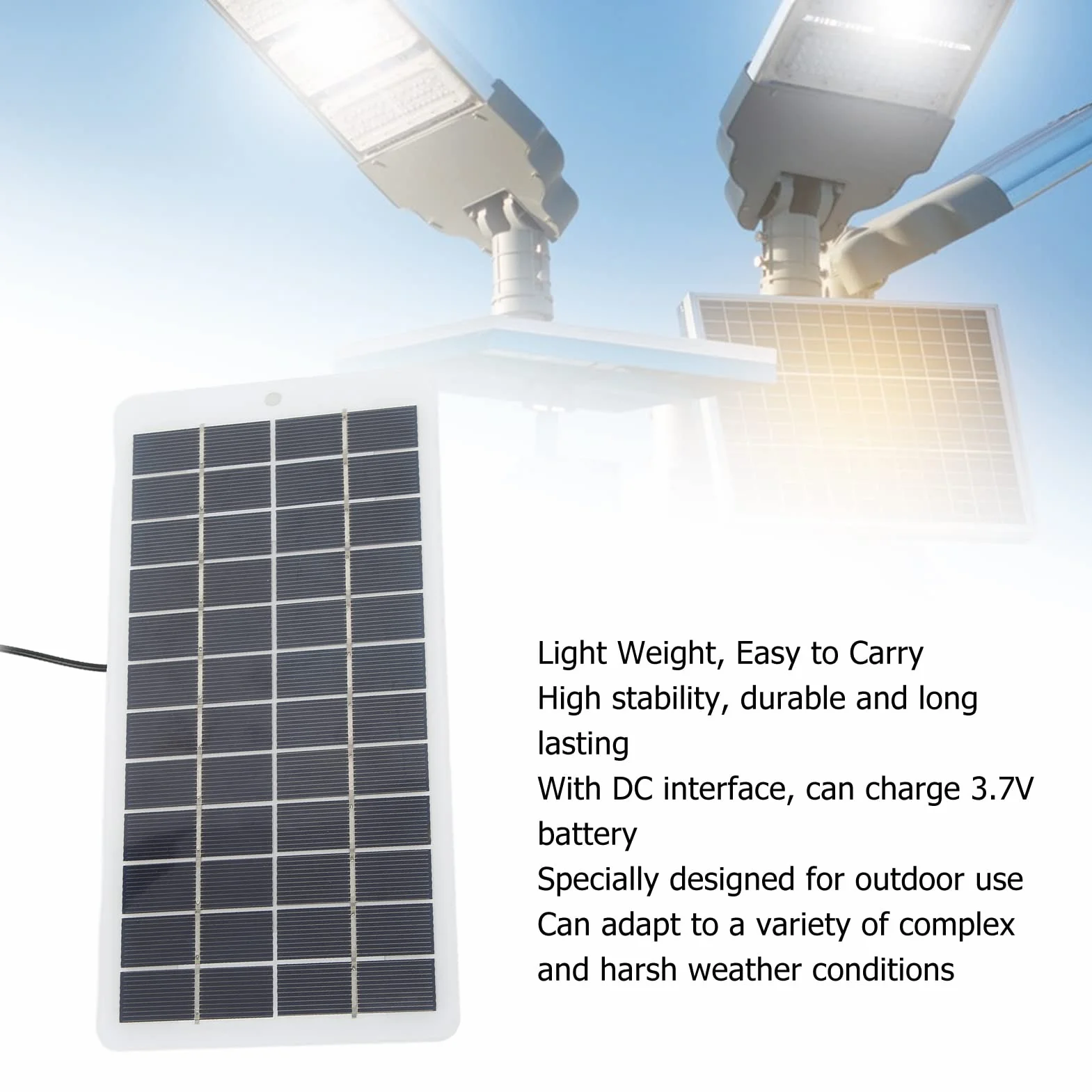 Panel słoneczny, 5W 12V Portable High Efficiency Solar Module Polycrystalline Solar Power Panel with DC Interface, Energy Saving Solar Charger Panel for Emergency Lights, Small Solar Energy Systems