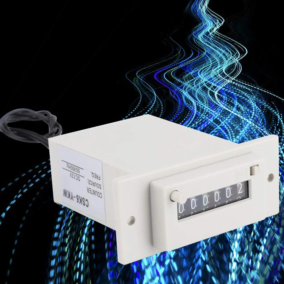Licznik elektromagnetyczny 6 cyfr 0-999999 DC 12V CSK6-YKW