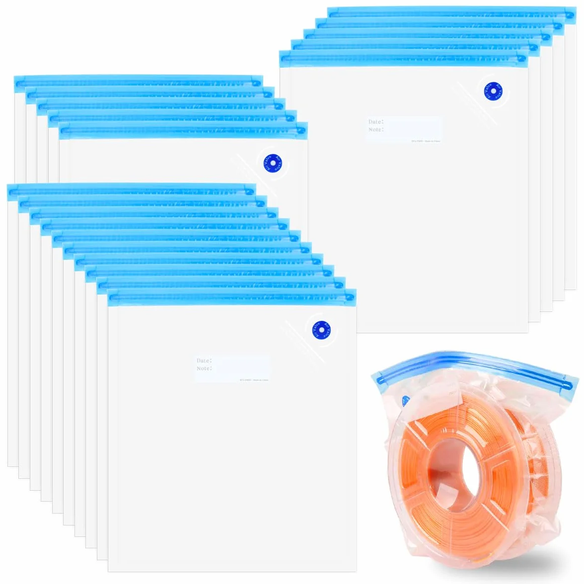 20 sztuk 34 × 30 cm przechowywanie filamentu 3D, filament PLA próżniowy, zestaw worków próżniowych do filamentu, przezroczyste worki do przechowywania filamentów, małe worki próżniowe odporne