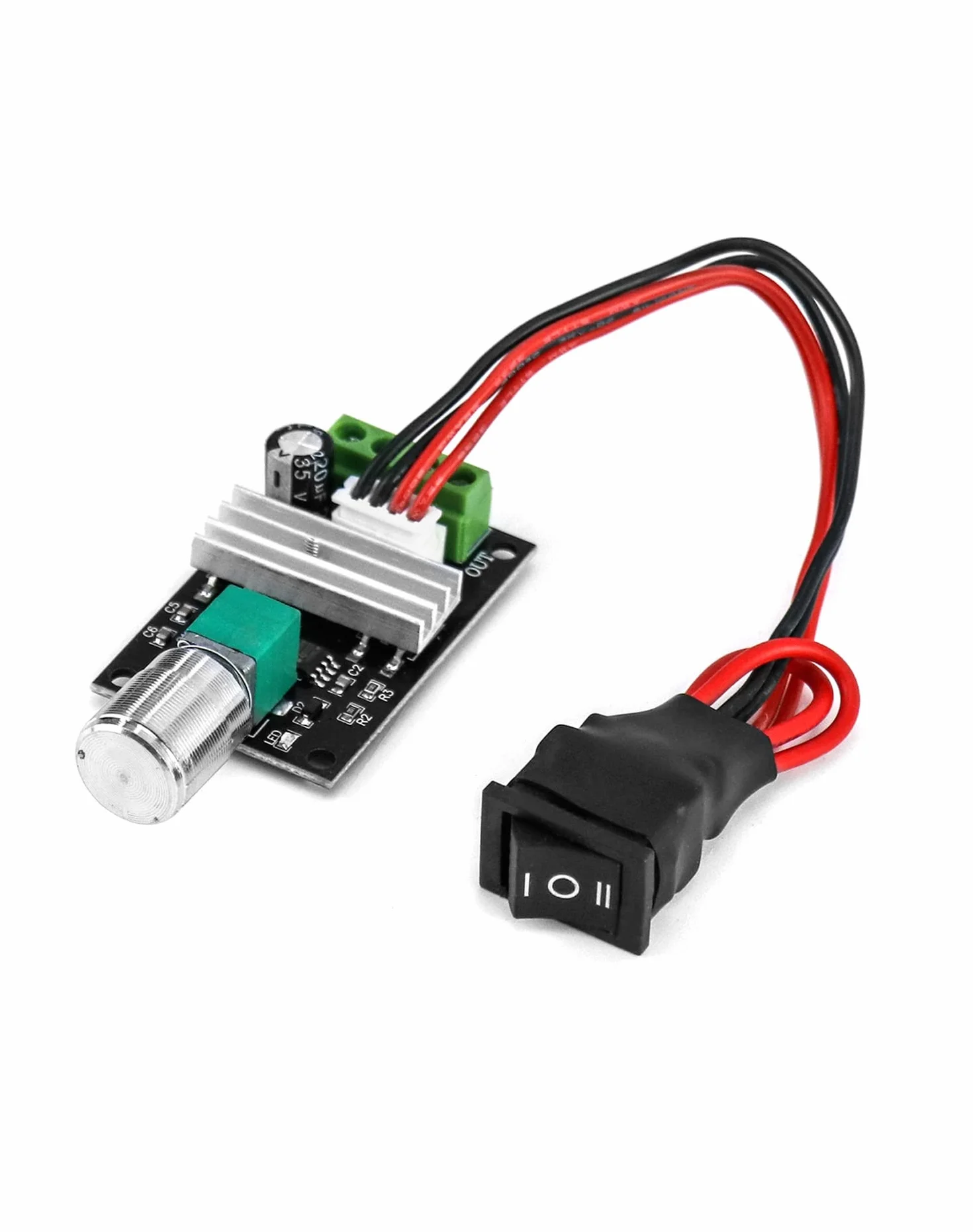 QWORK 1203BB 6V 12V 24V 3A 80W Regulator prędkości silnika prądu stałego (PWM) Regulowany odwracalny przełącznik sterownika silnika