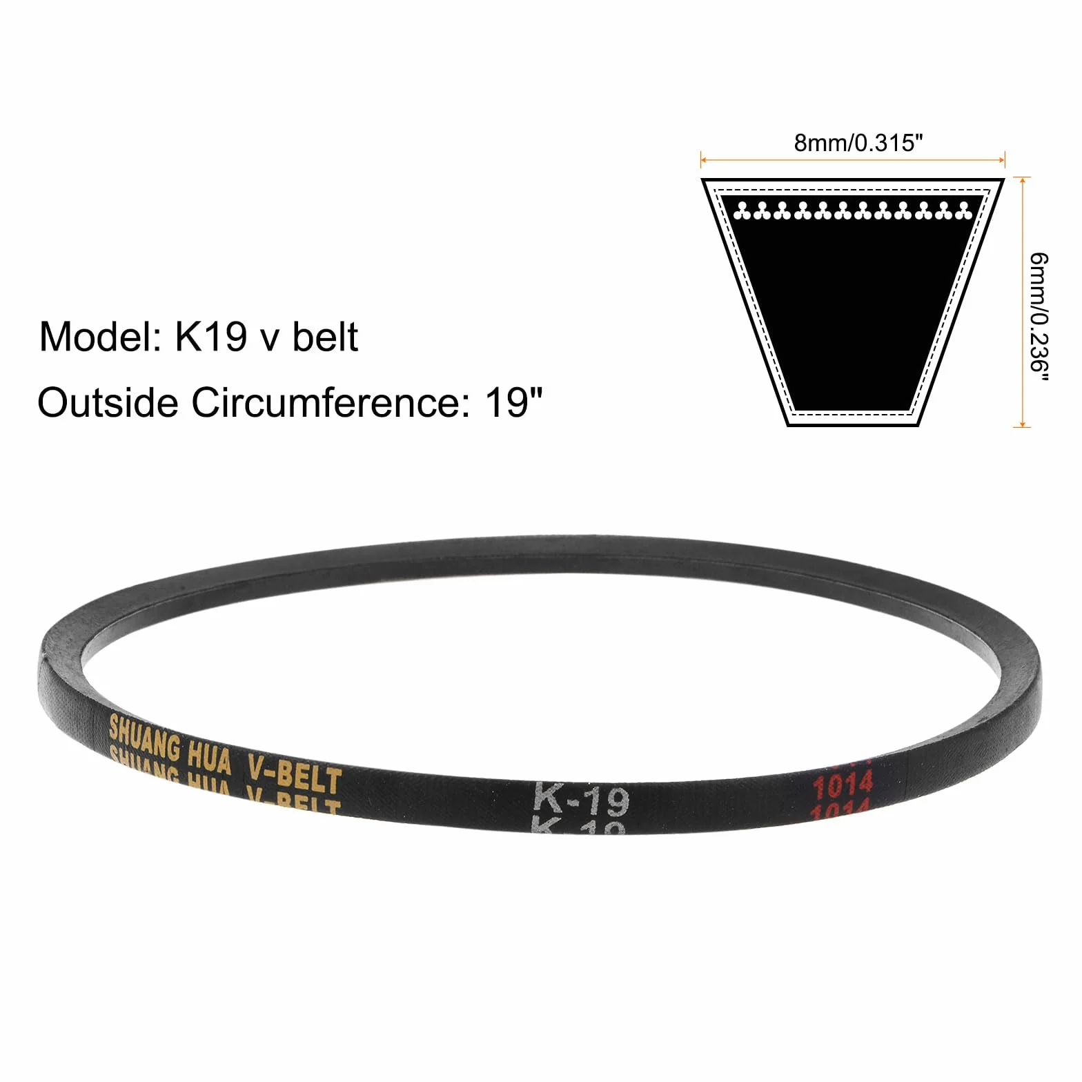 QUARKZMAN 2 szt. Gumowy pasek V K19, pas V-Belt K 19" obwód zewnętrzny x 0,315" szerokość x 0,236" grubość, przemysłowy pasek napędowy