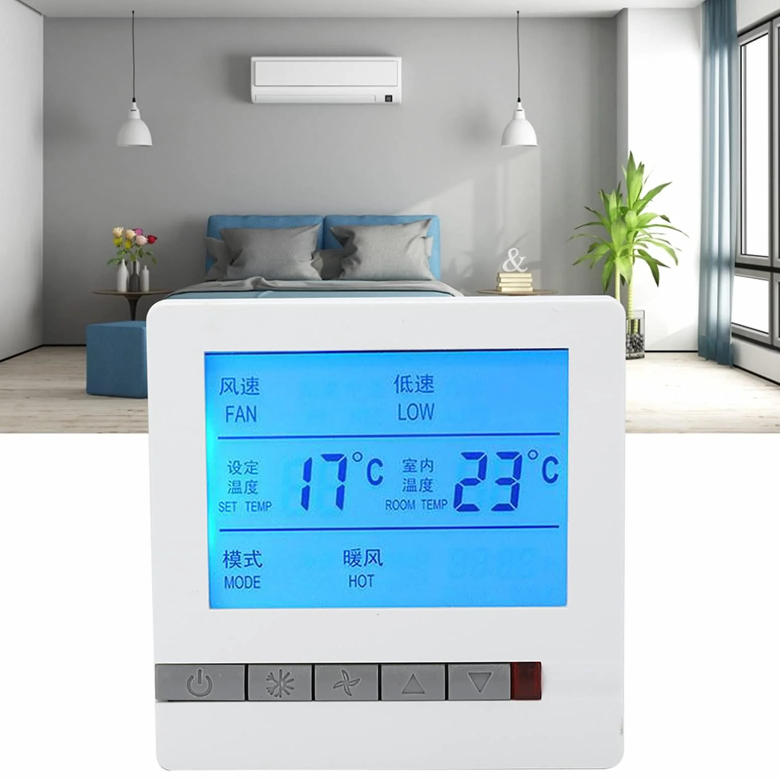 Cyfrowy Termostat Inteligentny Klimatyzator Wyświetlacz Lcd Regulator Temperatury Ac180260V Funkcja Zdalnego Sterowania Fan-Coil Termostat Klimatyzacji Smart,Termostat