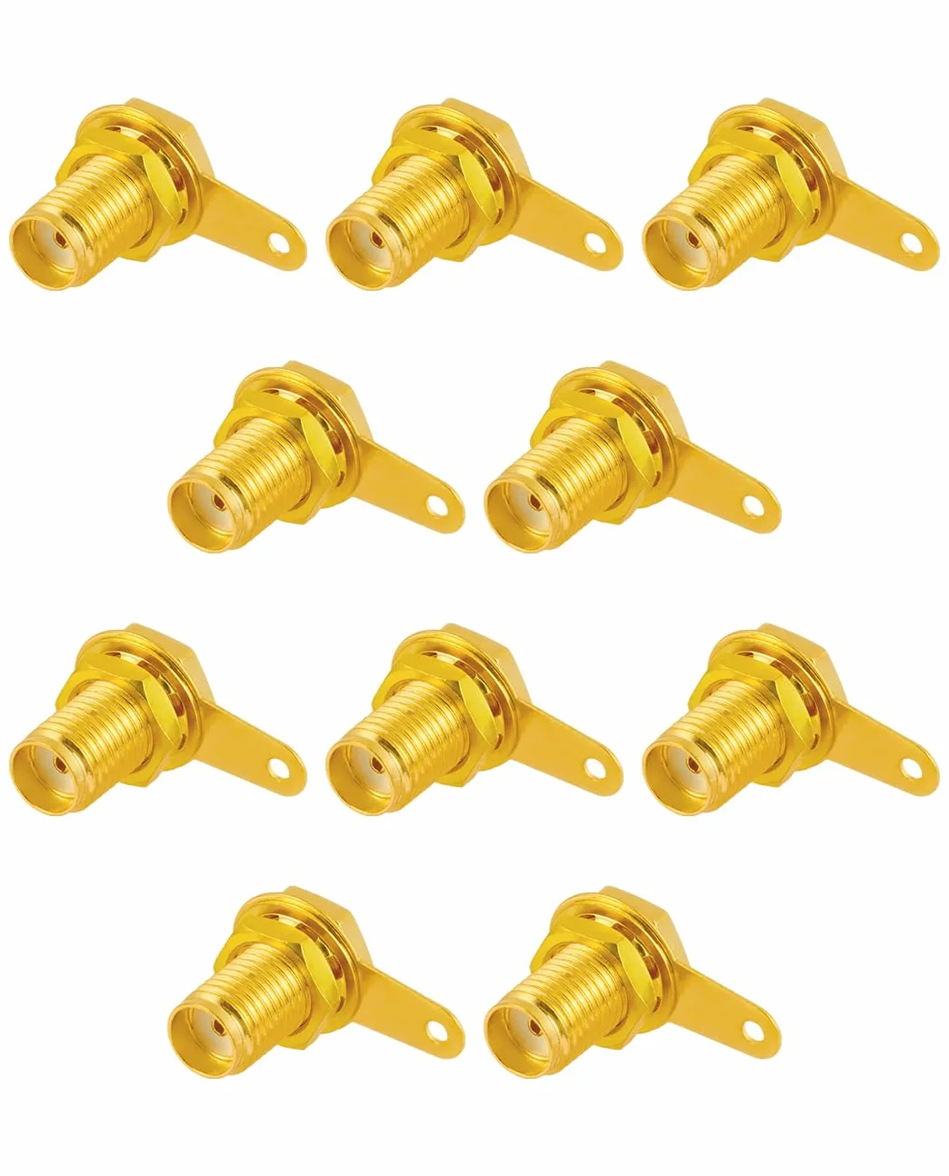 Vecys 10 Sztuk Złącza SMA Żeńskie Złącze SMA Coaxial Panel Mount Connector z Nakrętką Przelotową i Zaciskiem Lutowanym