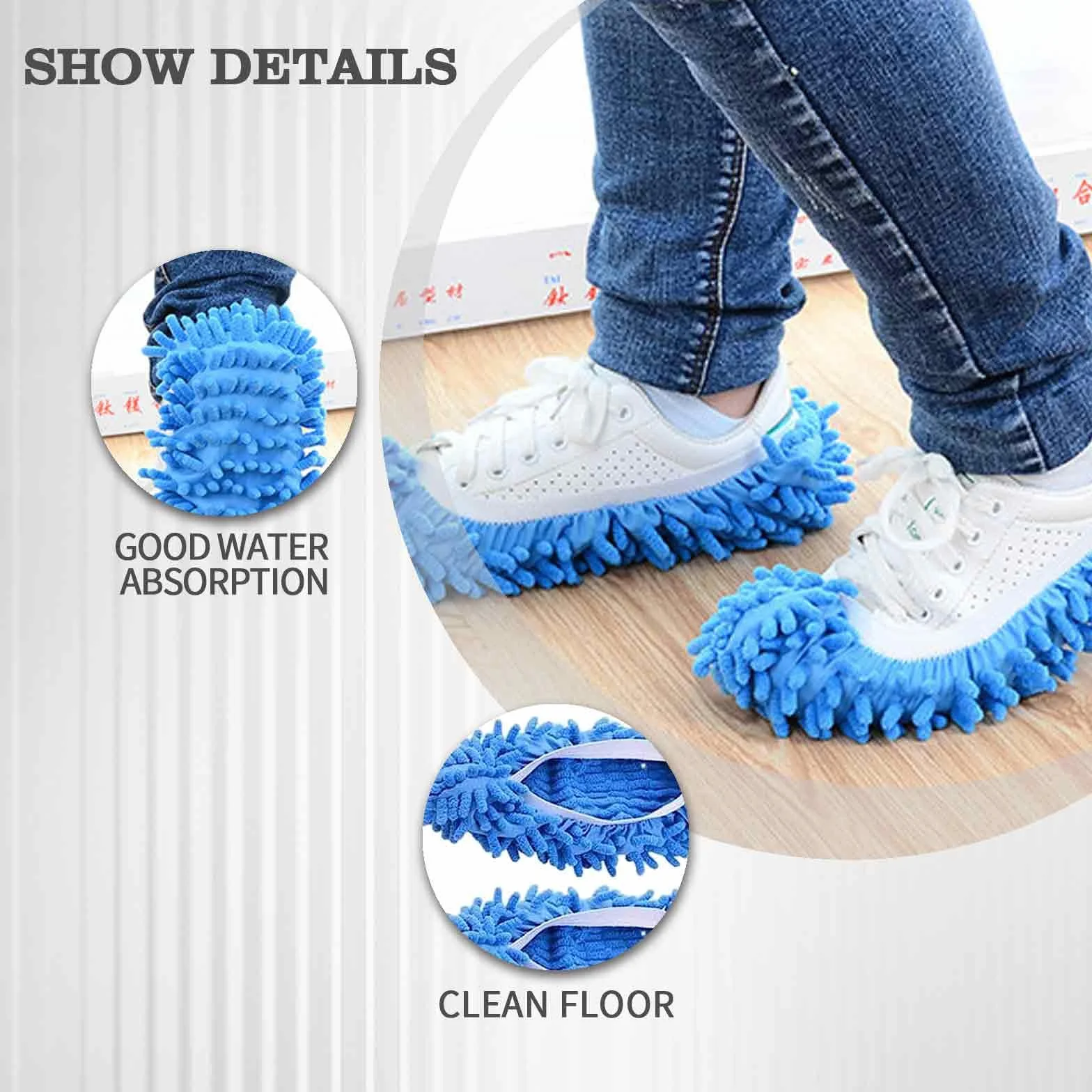 Buty do mopa z mikrofibry 5 par, do czyszczenia podłóg