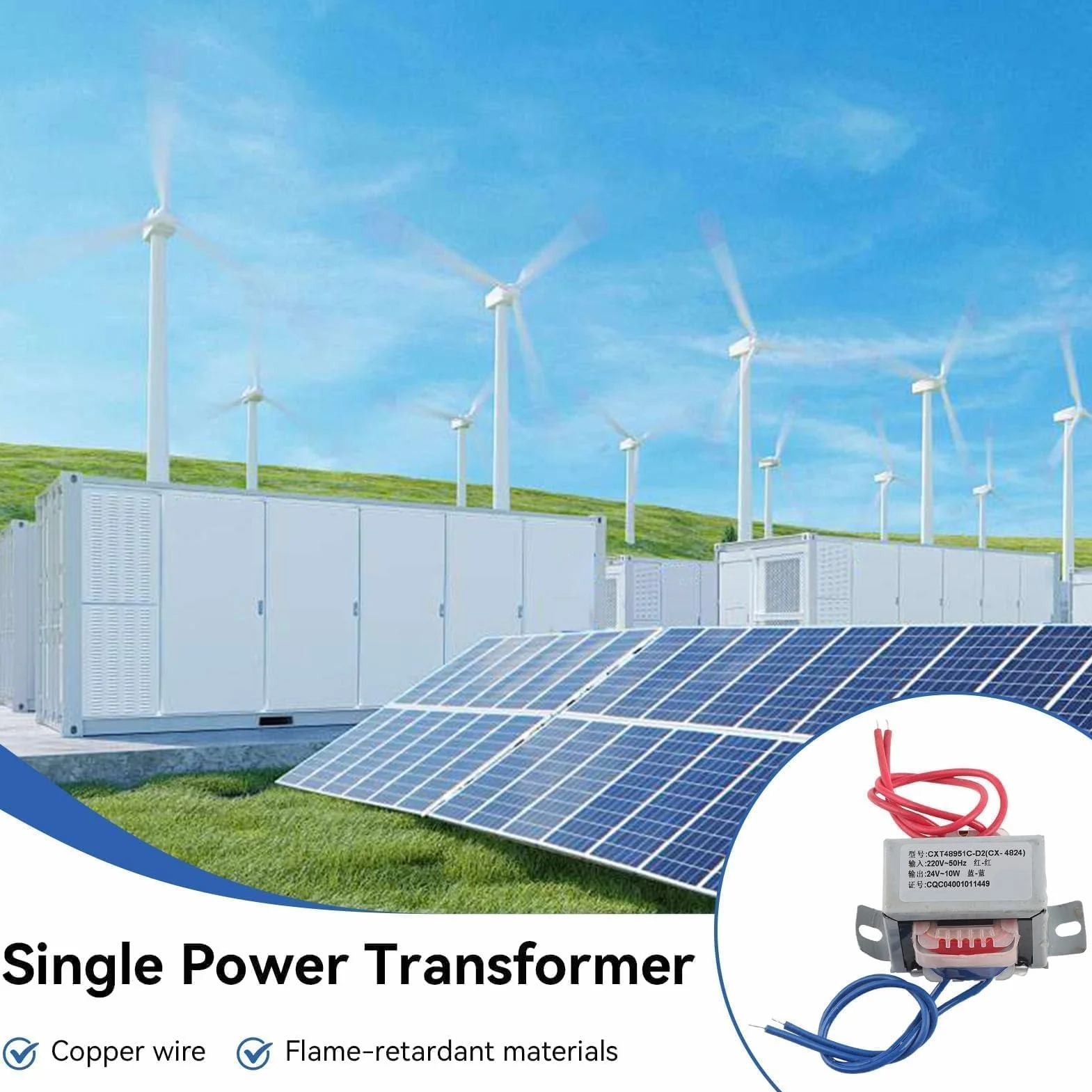 Transformator mocy EI, pojedynczy transformator mocy AC 12V/24V Napięcie wyjściowe 10W Wejście 220V 50Hz do urządzeń domowych Urządzenia przemysłowe(24V)