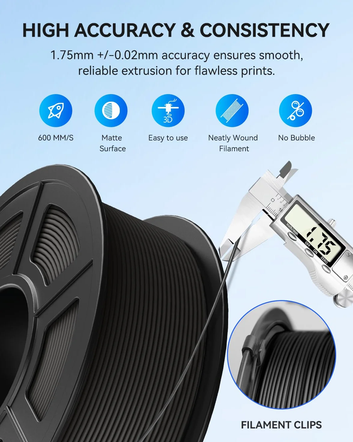 JAYO Rapid Matte Filament PETG 1,75 mm High Speed 50-600 mm/s Szary Matowy 1,1 kg