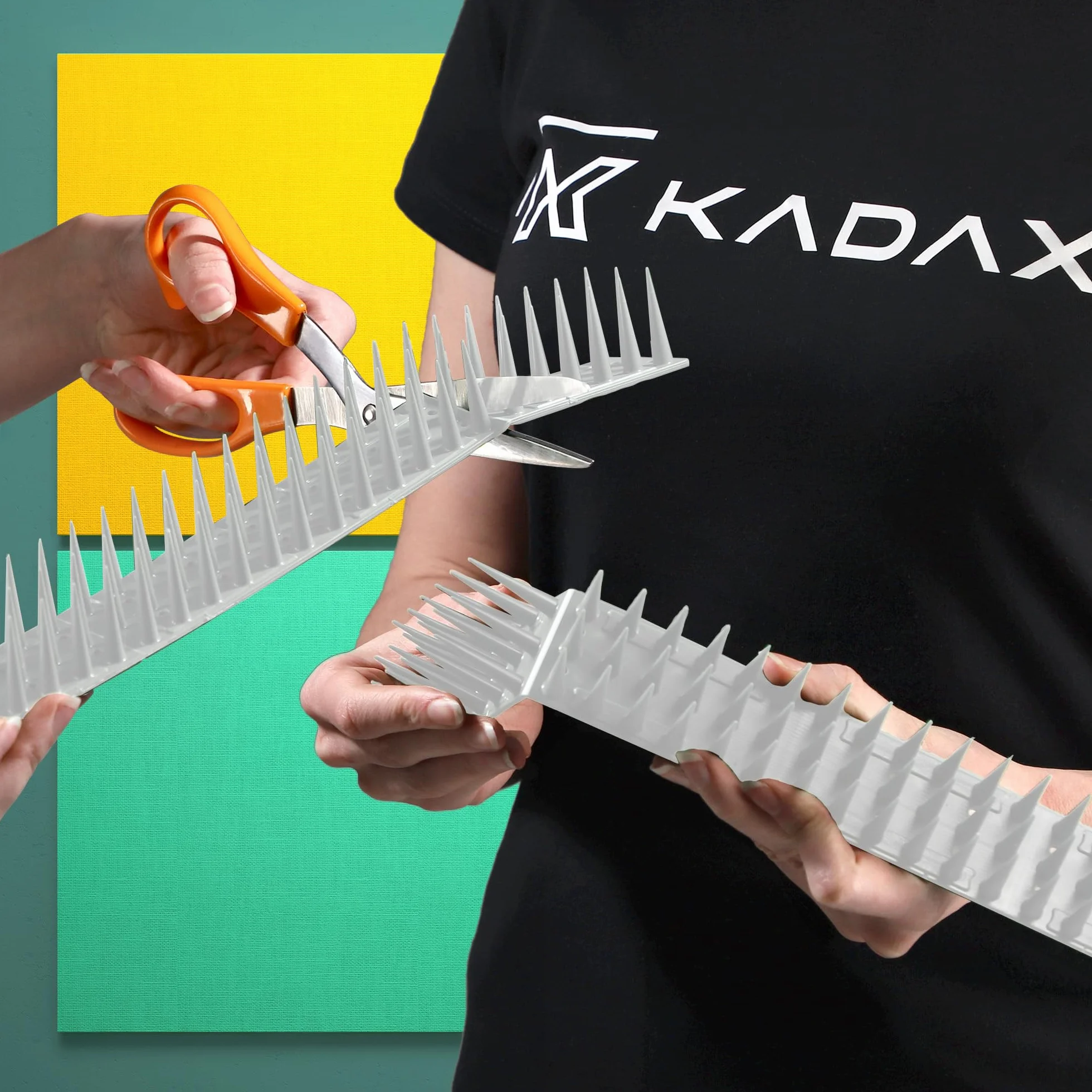 KADAX Obrona ptaków wykonana z plastiku, 51 x 4 x 3,5 cm, obrona zwierząt, 3-rzędowe, kolce dla kota, Marten, Deaf, Głuchy, parapet, dach, obrona gołębia, ochrona ptaków, solidna (12, biała)