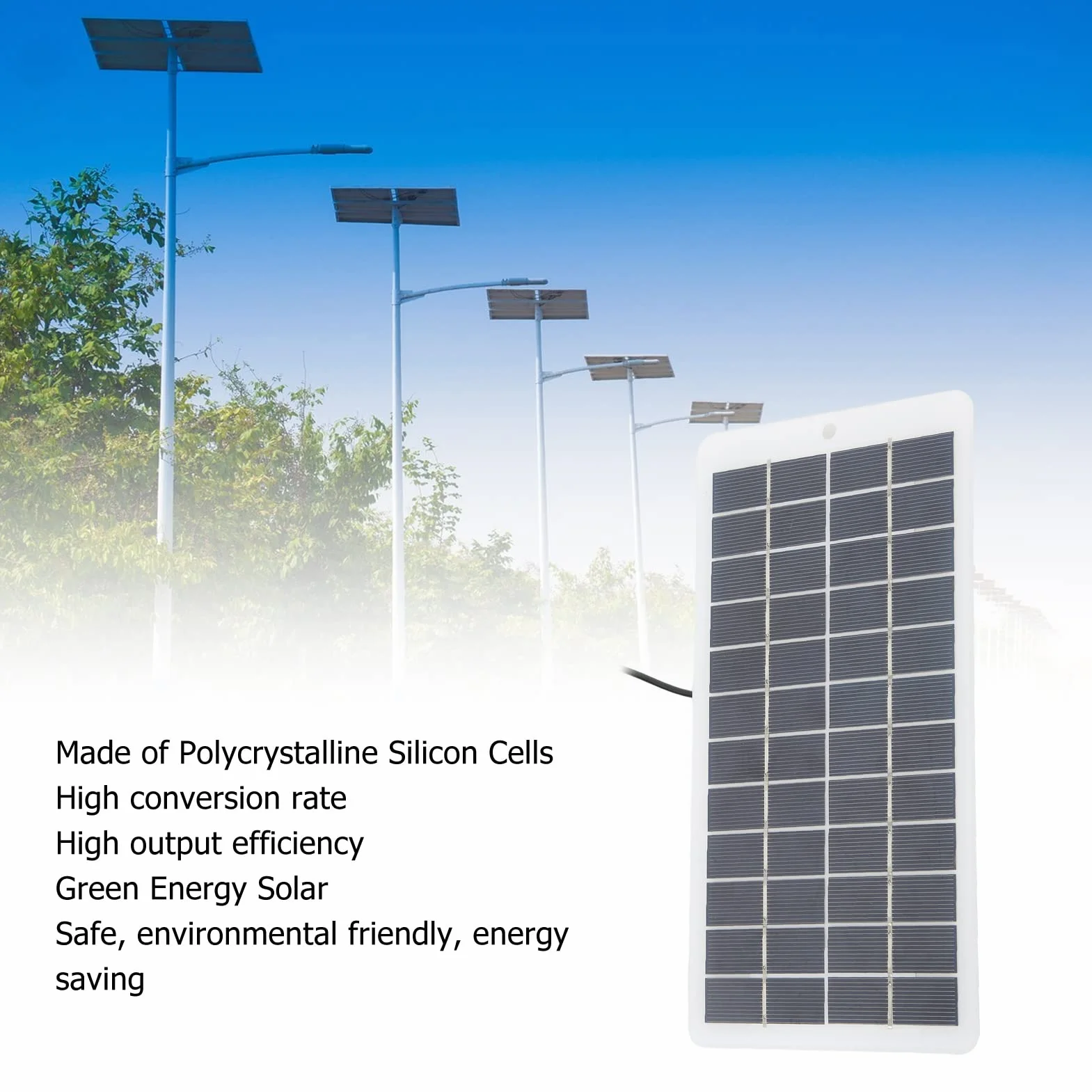Panel słoneczny, 5W 12V Portable High Efficiency Solar Module Polycrystalline Solar Power Panel with DC Interface, Energy Saving Solar Charger Panel for Emergency Lights, Small Solar Energy Systems