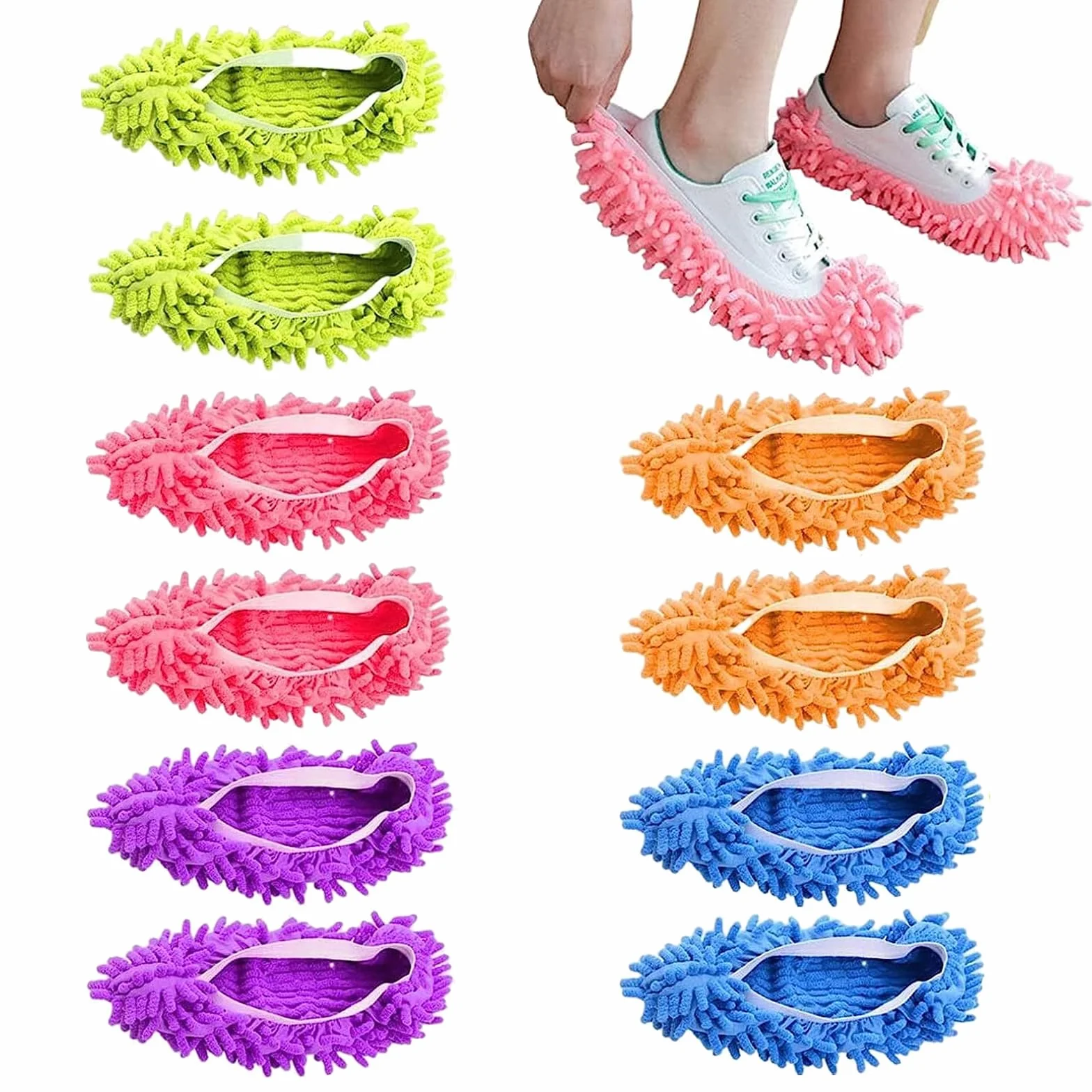 Buty do mopa z mikrofibry 5 par, do czyszczenia podłóg