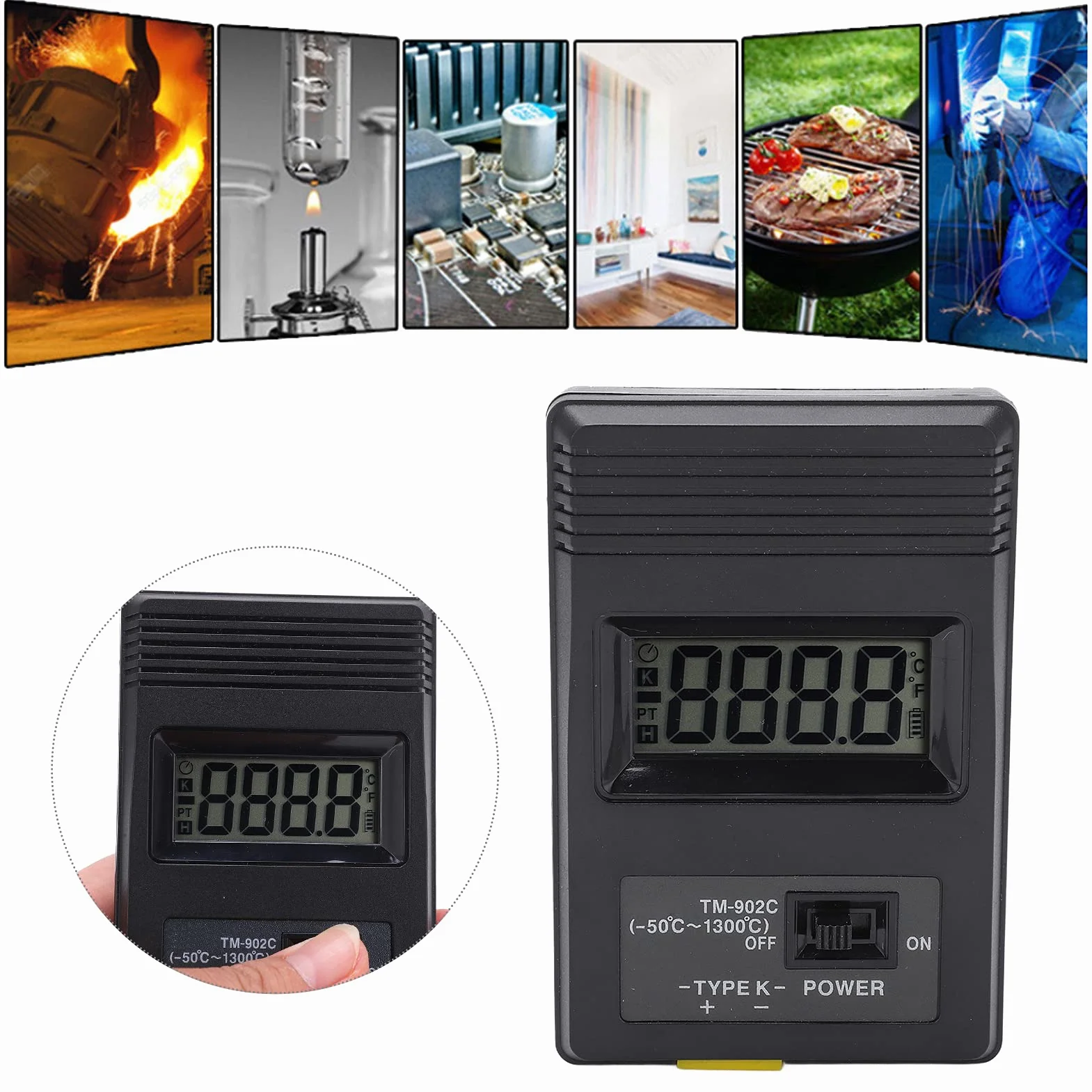 Termoelement typu K, Tm-902c -50 ~ 500℃, cyfrowy termometr do przemysłu, termoelement, czujnik temperatury, miernik temperatury, ze standardową wtyczką K