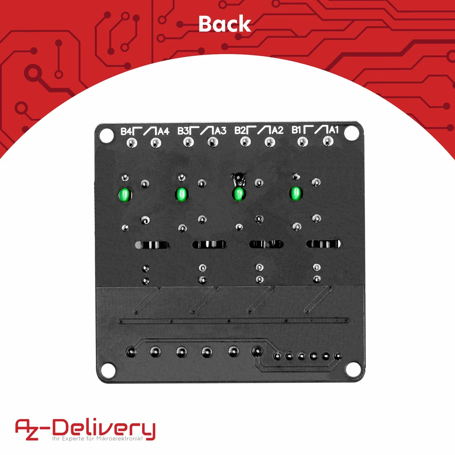 AZDelivery 4-kanałowy moduł przekaźnika 5 V DC Solid State Relais Low Level Trigger Power Switch Relais Board kompatybilny z Arduino i Raspberry Pi