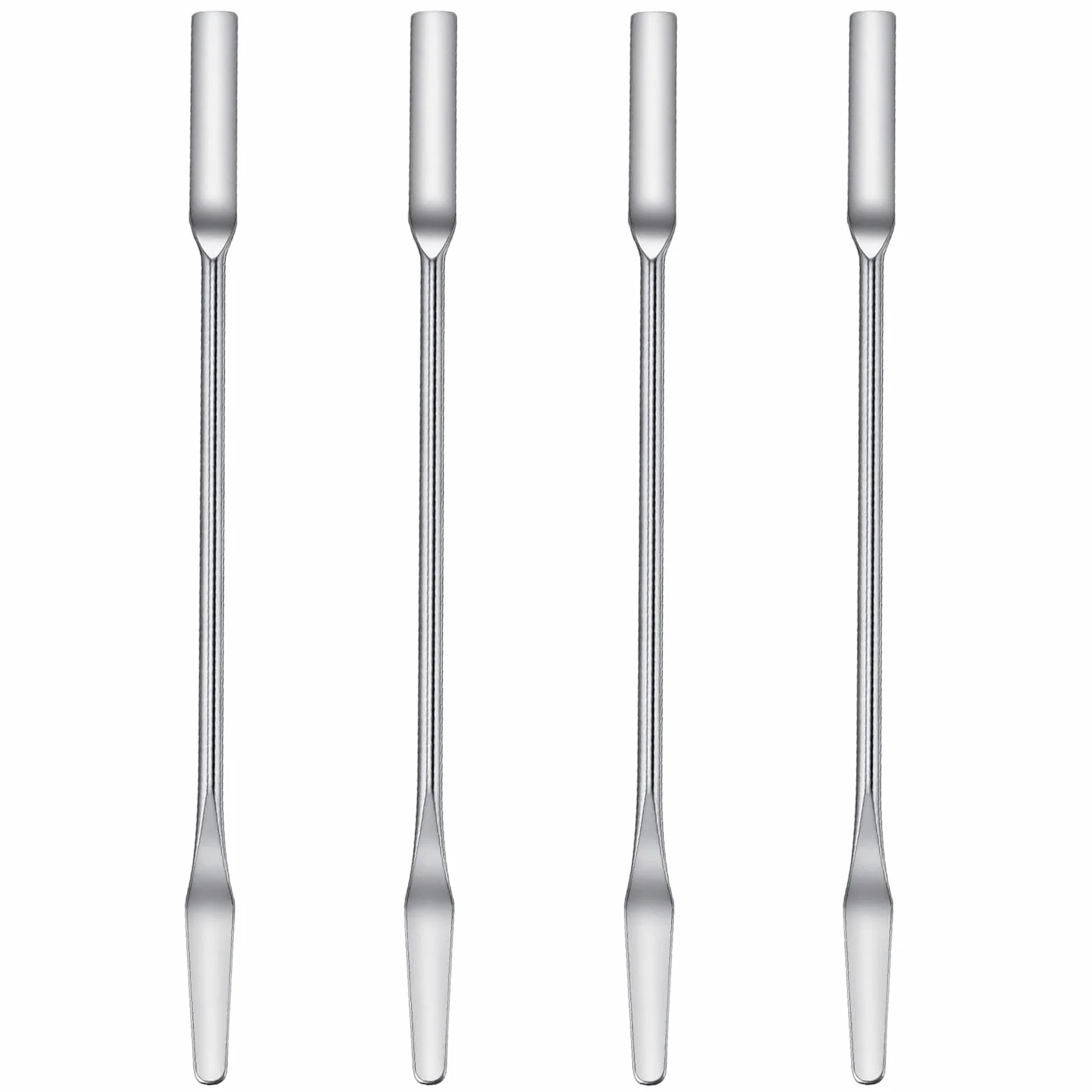 4 sztuki szpatułki ze stali nierdzewnej, podwójnie zakończone szpatułki ze stali nierdzewnej, szpatułka laboratoryjna, mikroszpatułka, skrobak do tabletek, łyżka laboratoryjna ze stali
