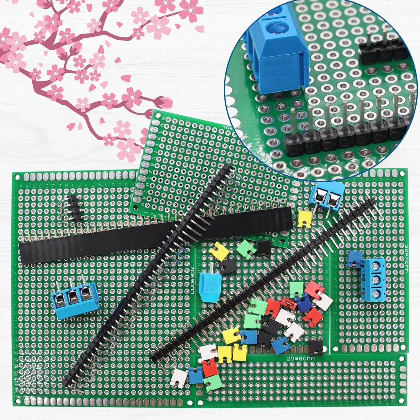 RUNCCI-YUN 48 sztuk zestaw kart PCB, 11 sztuk dwustronna płytka PCB, płytka drukowana prototypowa płytka drukowana, perforowane płytki do lutowania i majsterkowania
