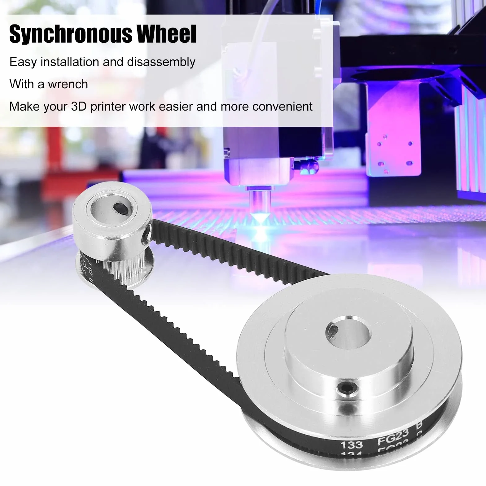 2-pakowe Koło Synchroniczne - Elastyczny, Zamknięty Pasek Rozrządu 20T 60T, Koło Rozrządu ze Stopu Aluminium Długość 200mm, Szerokość 6mm(8mm/0.31in otwór)