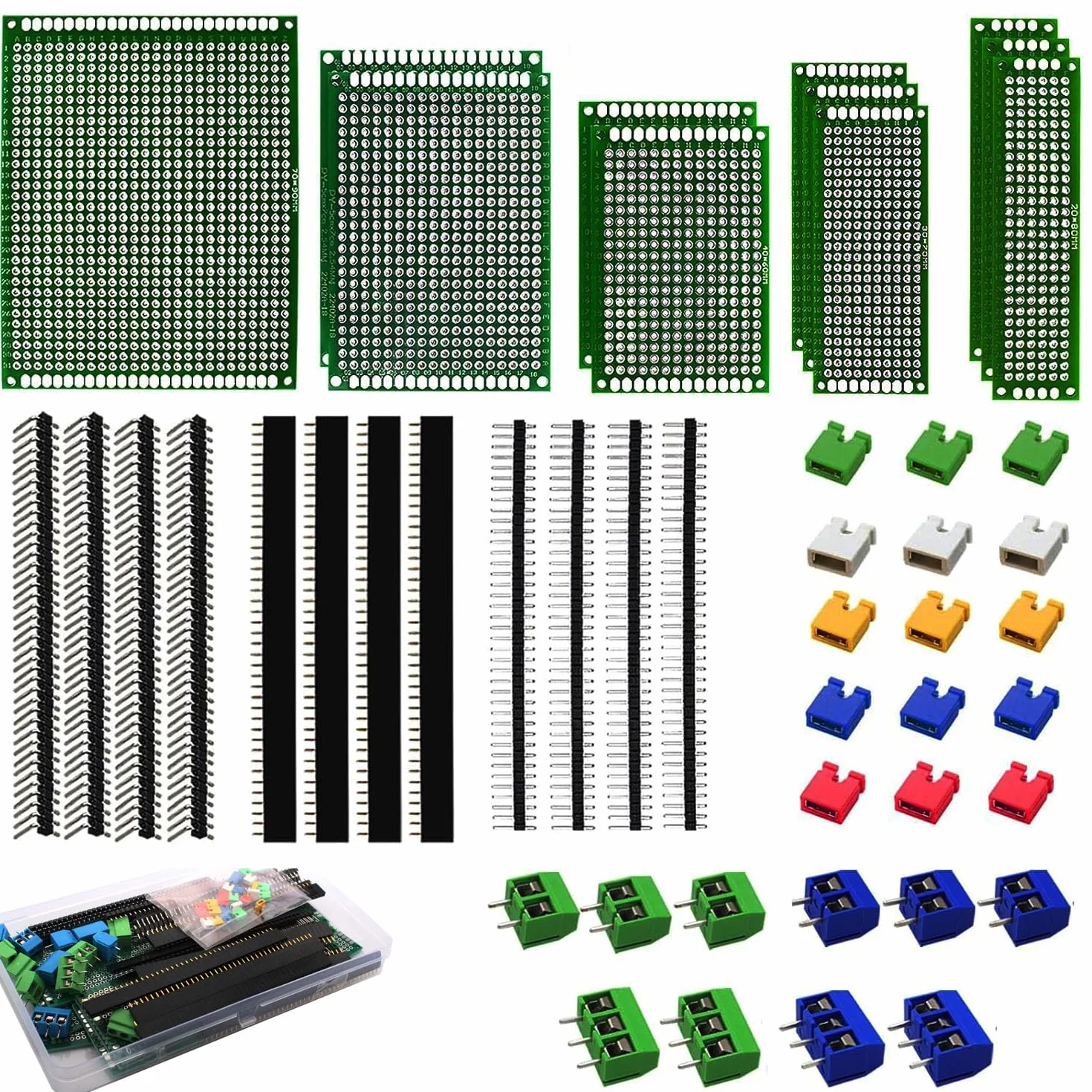 RUNCCI-YUN 48 sztuk zestaw kart PCB, 11 sztuk dwustronna płytka PCB, płytka drukowana prototypowa płytka drukowana, perforowane płytki do lutowania i majsterkowania