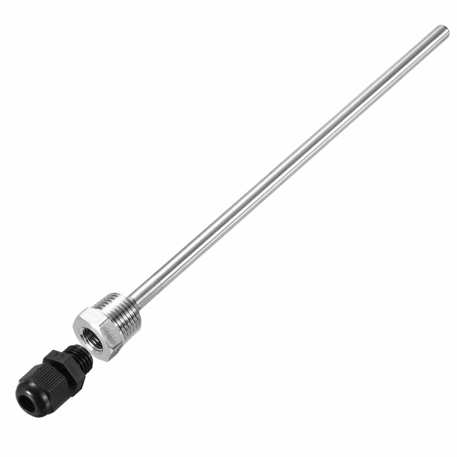 QUARKZMAN G1/2 Średnica 8 mm G1/2 Spawany Termometr ze stali nierdzewnej 304 z dławikiem kablowym o długości 250 mm do fermentora piwa, czarny