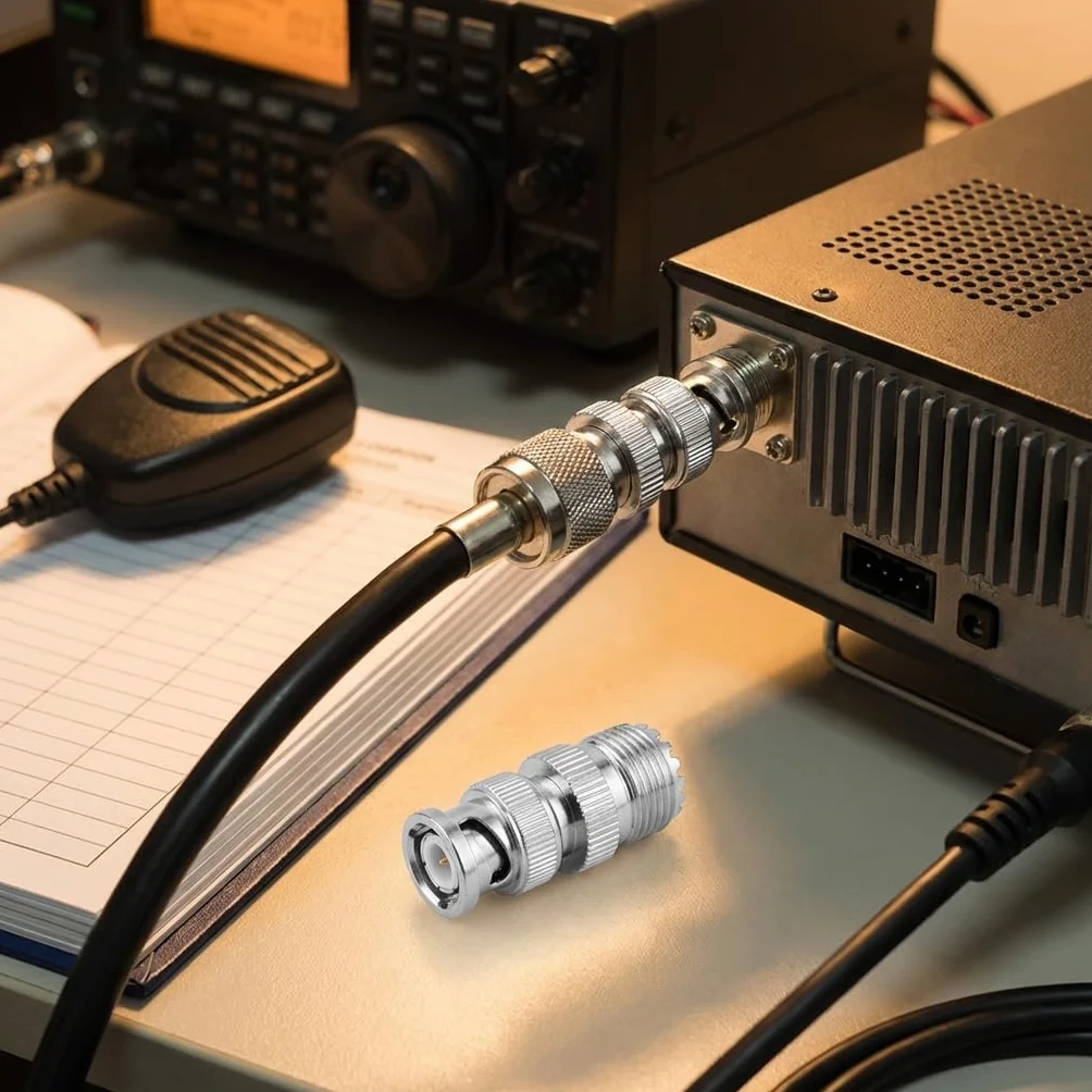 Cocoarm 2 szt. Złącza BNC Męskie do UHF żeńskie, Konwerter Kabla Koncentrycznego RF z Pełnymi Mosiężnymi Złączami do Skanerów Radiowych i Sprzętu Amatorskiego