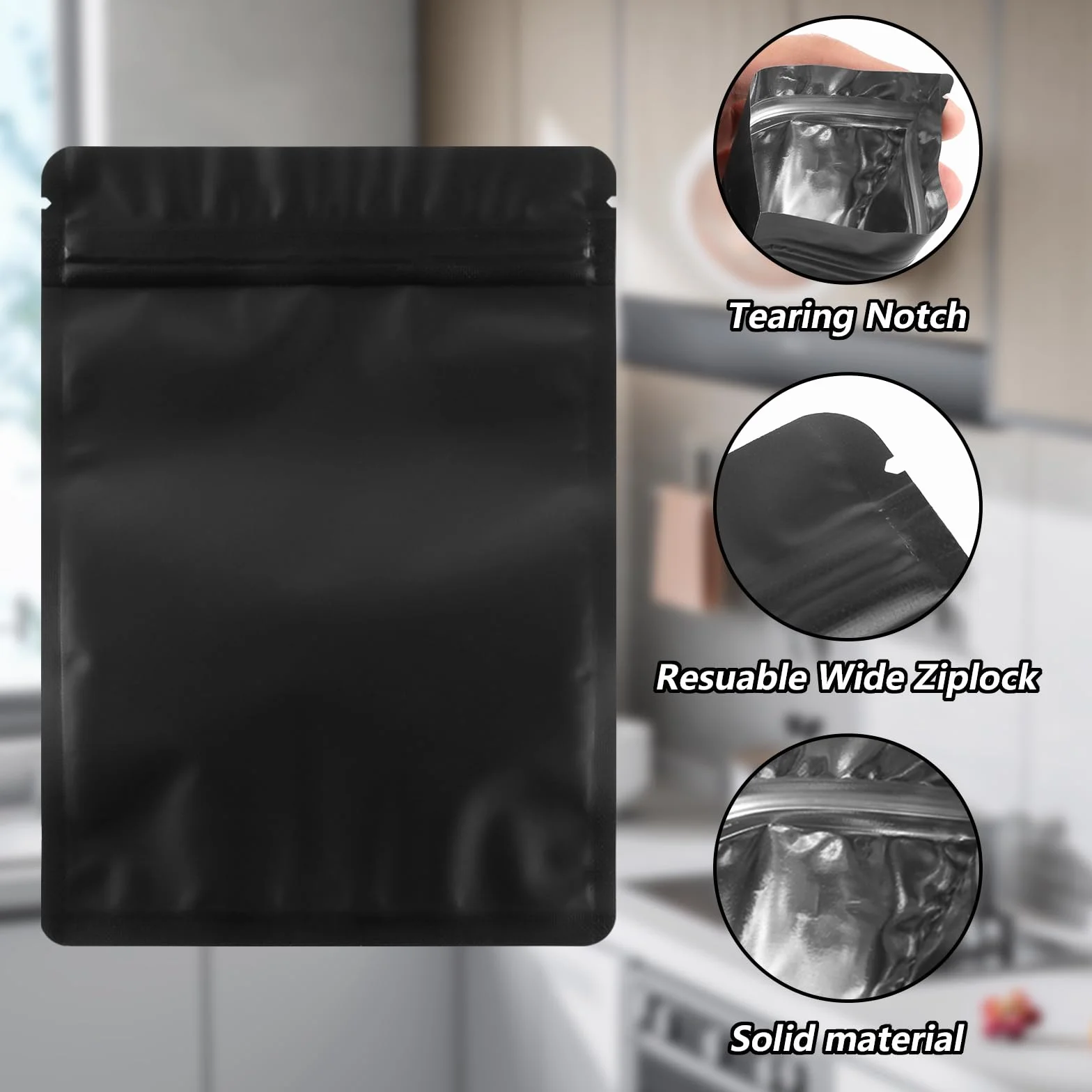 SHUESS 300 sztuk 15 x 10,5 cm woreczki z mylaru, zamykane na zamek błyskawiczny, matowe, z folii aluminiowej, torebki z zamkiem błyskawicznym, zgrzewalne worki do przechowywania żywności