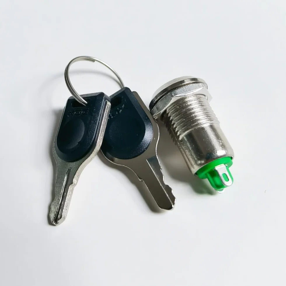 GUUZI 3 Pack 12mm metalowy przełącznik zatrzaskowy z kluczem 0-250V blokada