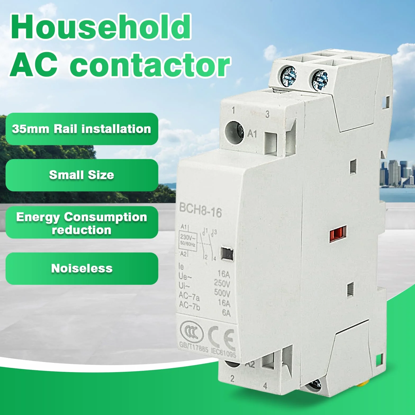 Stycznik AC 2P 16A 220V/230V 2NO 50/60Hz DIN szynowy