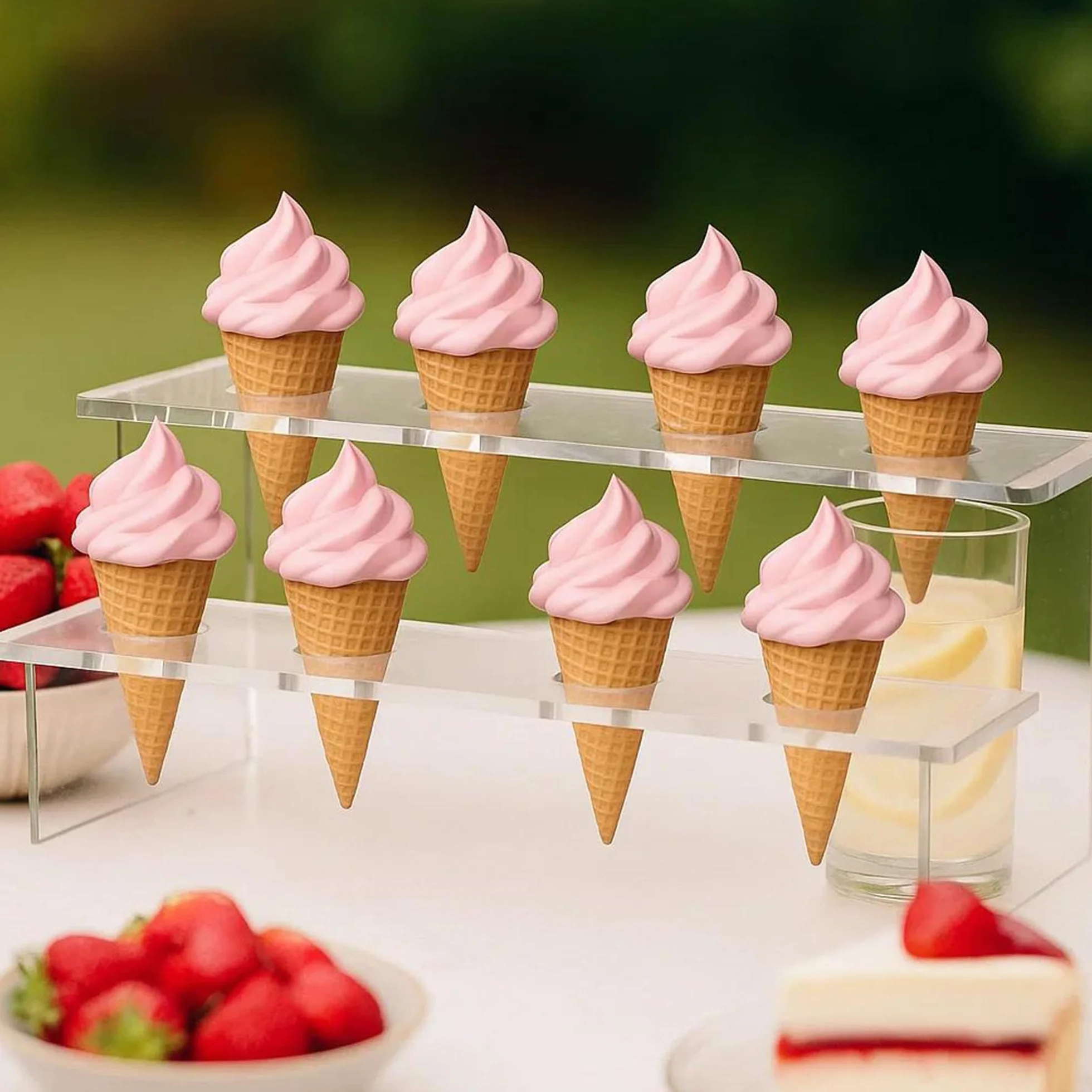 Akrylowy Stoisk Na Lody 8-Otworowy Przezroczysty Prostokątny