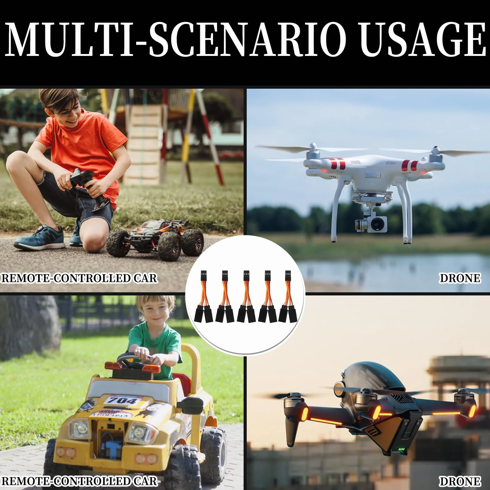 5 kabli rozdzielacza serwo typu Y, kompatybilne z JR/Futaba, męskie na żeńskie, 2 w 1 rc, przedłużacz serwo rc, kompatybilne z modelami samolotu RC, samochodu, lekkich kabli przedłużających
