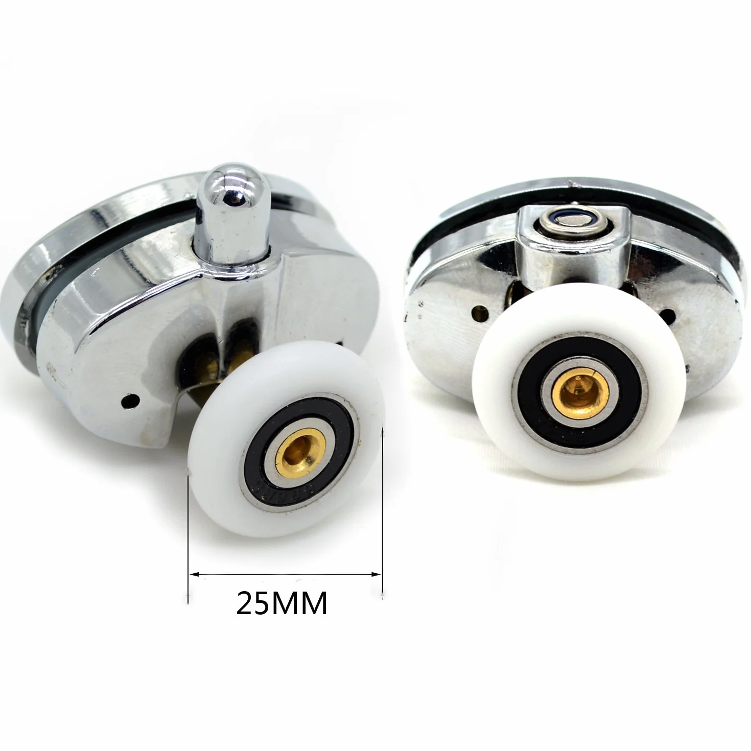 YUANQIAN Nowy zestaw 4 nowych owalnych pojedynczych kółek do drzwi prysznicowych 25 mm (25 mm)