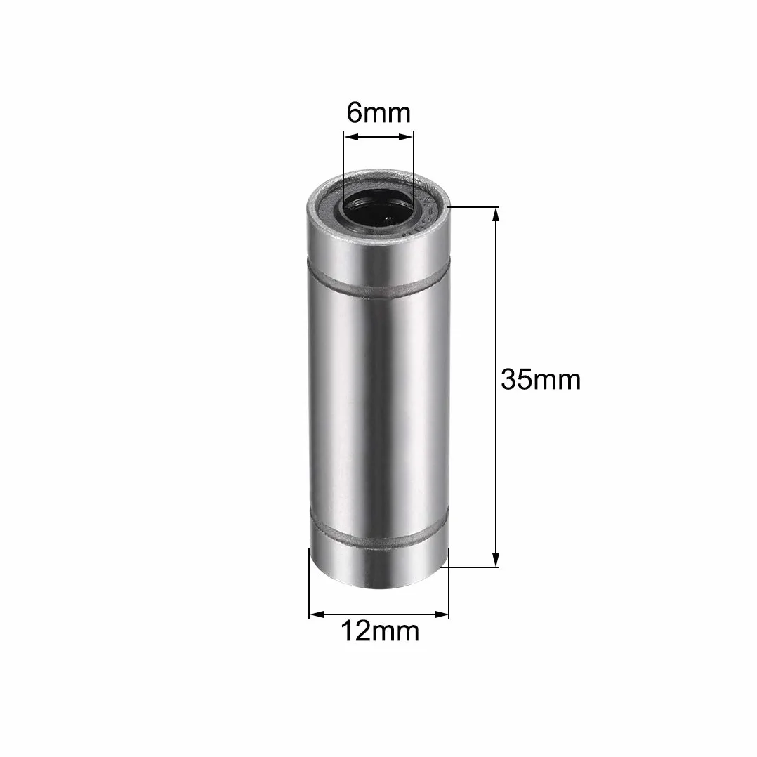 sourcing map 2 sztuki liniowych łożysk kulkowych 6 mm LM6UU ekstra długie LM6LUU, otwór 6 mm, średnica zewnętrzna 12 mm, długość 35 mm