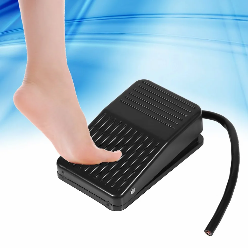 Ausla Elektryczny Przełącznik Pedału, 220V 10A, Czarny, Plastikowy, Antypoślizgowy, z Kablem 10cm