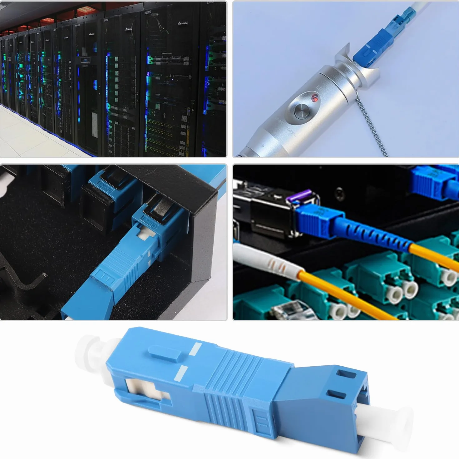 QIANRENON SC męski na LC żeński jednomodowy adapter SM 9/125μm SC/UPC na LC/UPC hybrydowy konwerter simplex