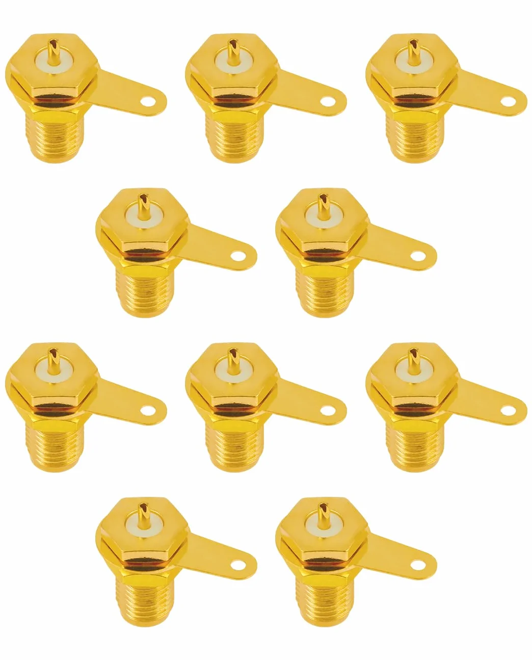 Vecys 10 Sztuk Złącza SMA Żeńskie Złącze SMA Coaxial Panel Mount Connector z Nakrętką Przelotową i Zaciskiem Lutowanym