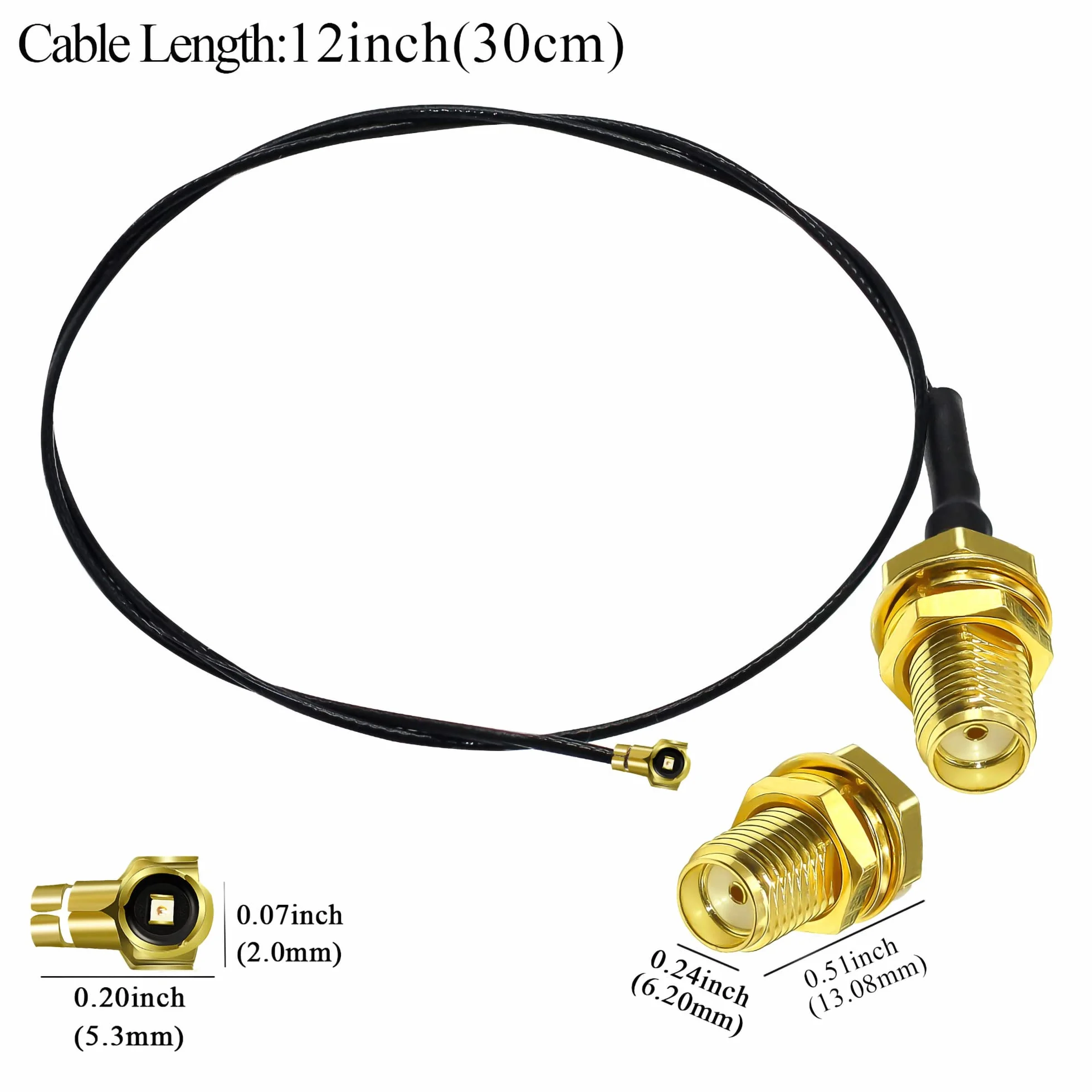 TUOLNK Gniazdo SMA na U.FL IPX Kabel Koncentryczny Bulkhead Pigtail WiFi 0,81 mm 12 cali (30 cm) 5 sztuk